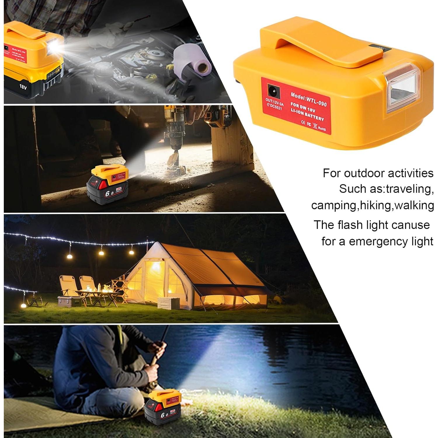 Adaptador de Carga Rápida USB Dewalt 20V y Milwaukee 18V