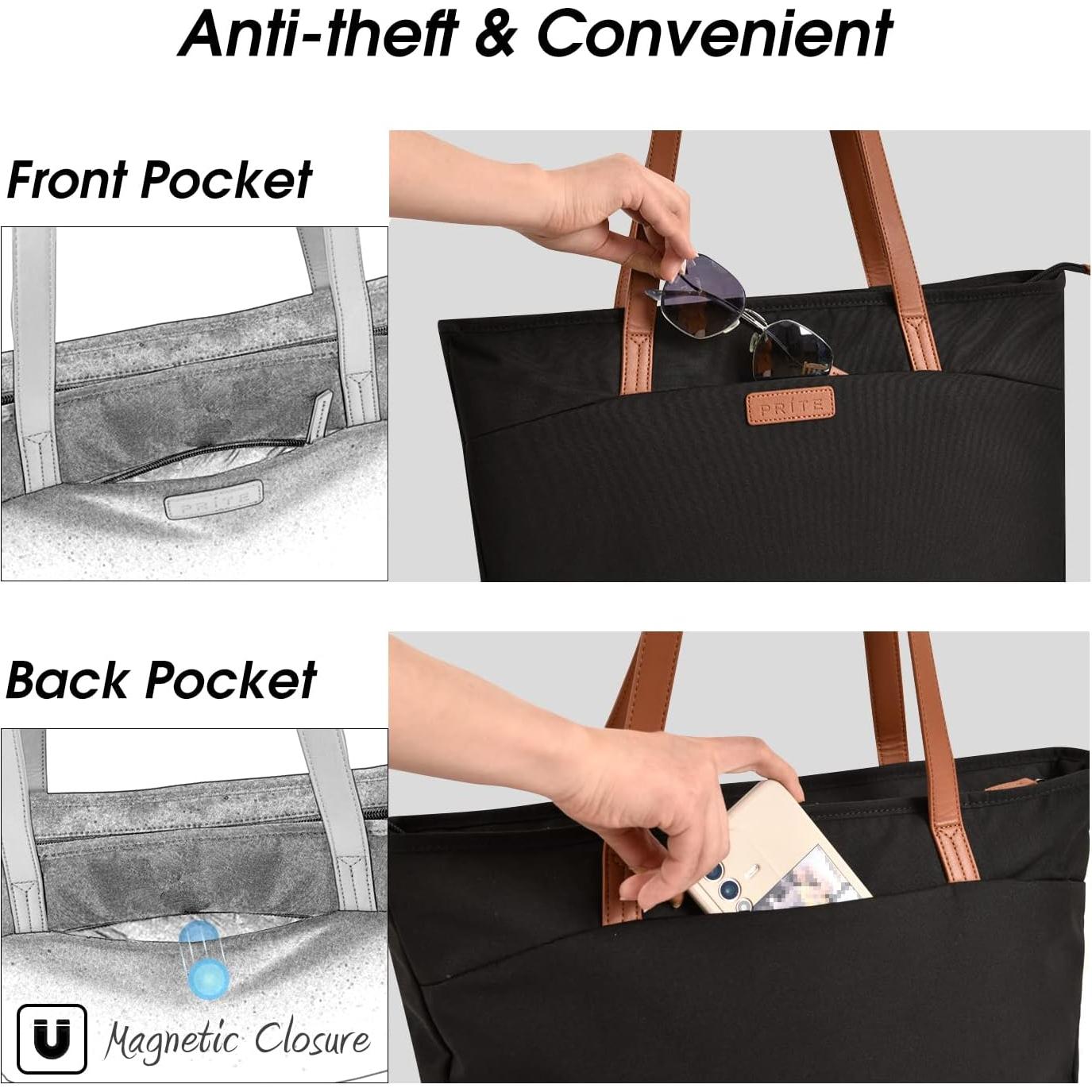 Bolsa Tote Prite para Laptop 16" Negra para Mujeres