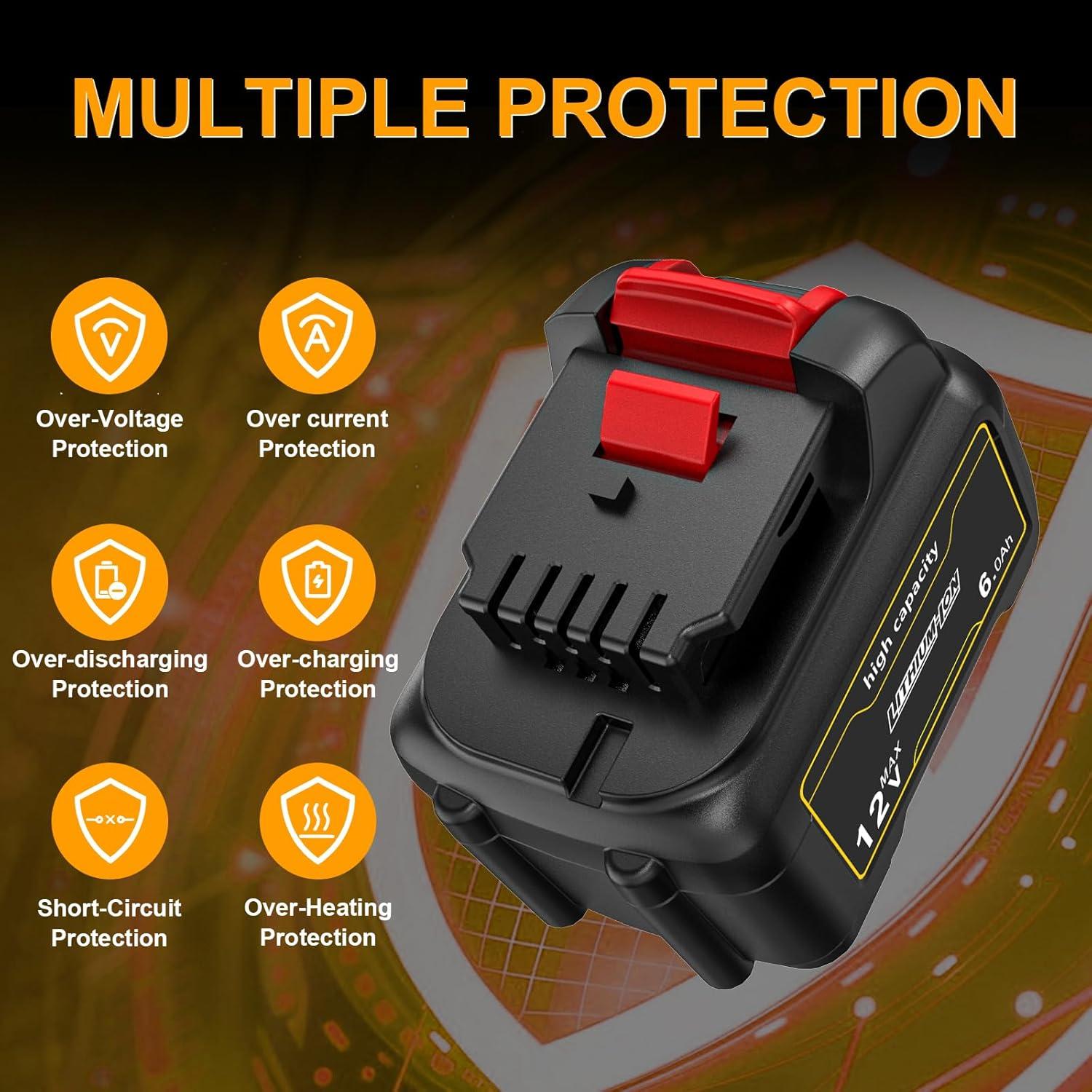 Paquete de 2 Baterías 12V 6.0Ah ZLWAWAOL Compatible Dewalt