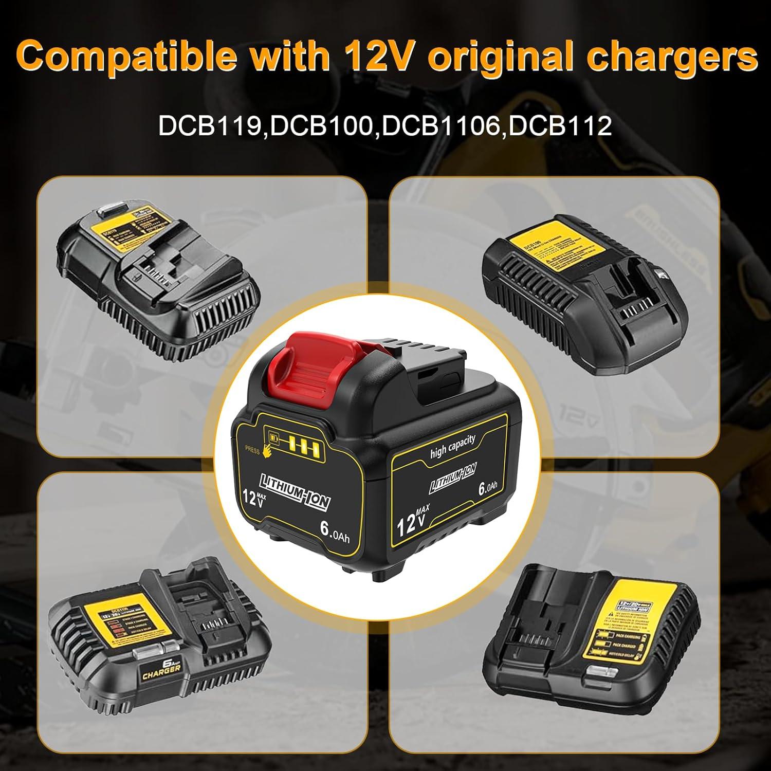 Paquete de 2 Baterías 12V 6.0Ah ZLWAWAOL Compatible Dewalt