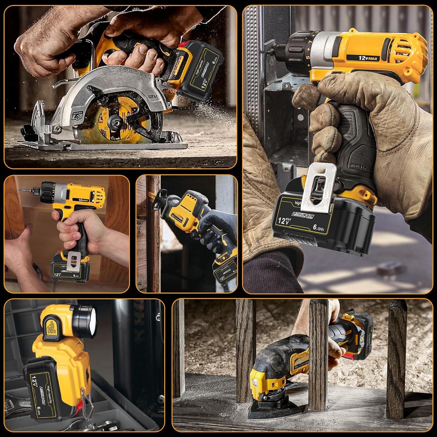 Paquete de 2 Baterías 12V 6.0Ah ZLWAWAOL Compatible Dewalt