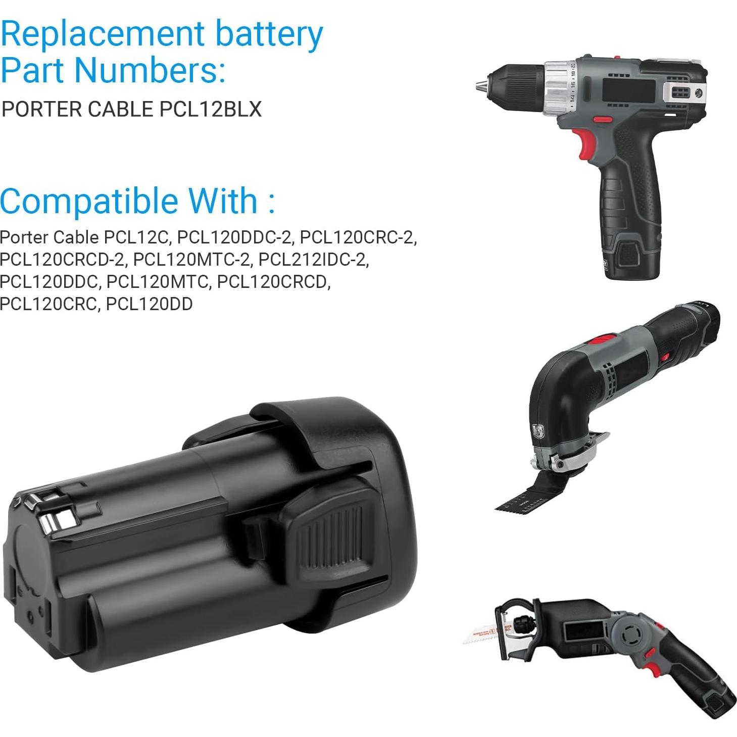 Paquete de 2 Baterías Li-ion 3500mAh 12V Porter Cable PCL12BLX