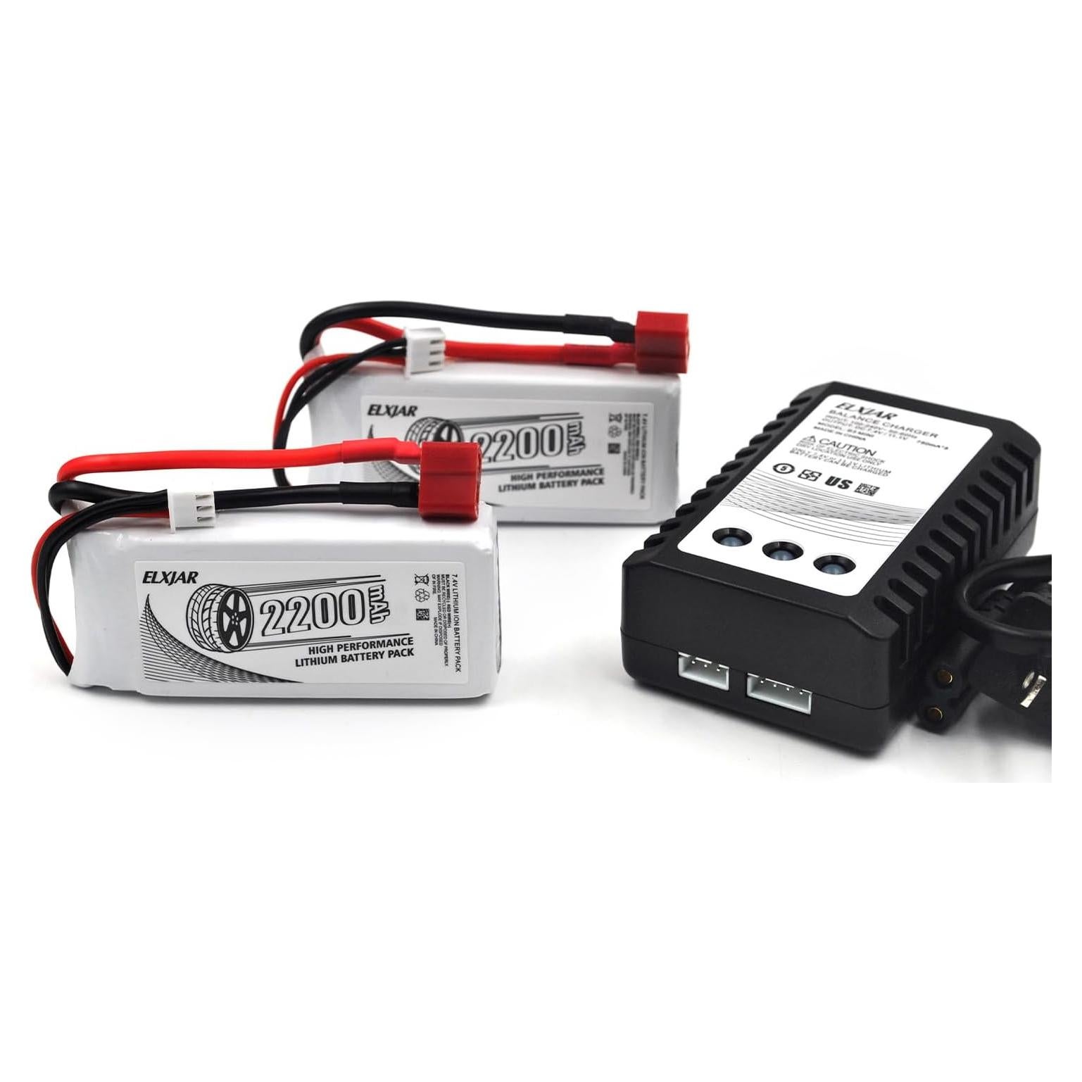 Batería LiPo 7.4V 2200mAh 2S 50C elxjar para RC 1/16