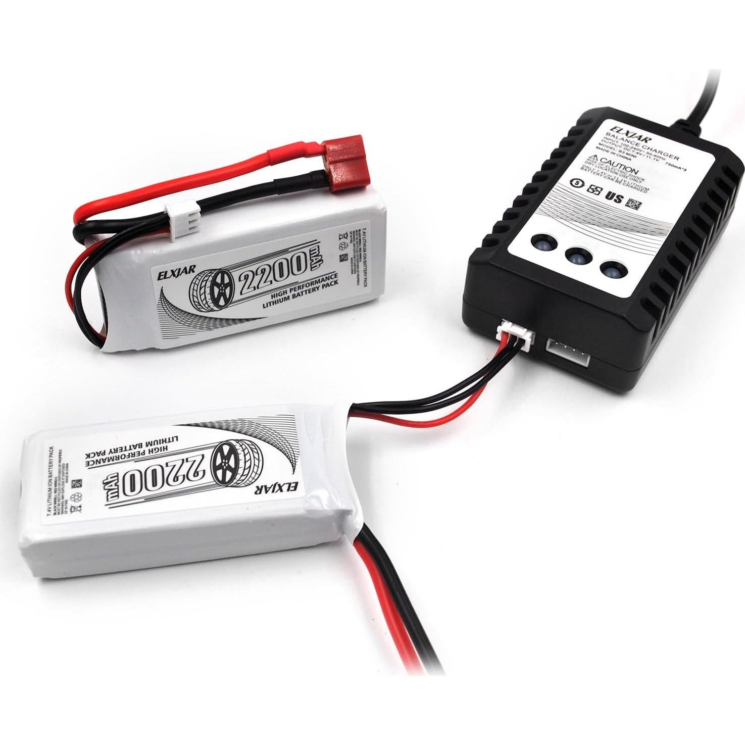Batería LiPo 7.4V 2200mAh 2S 50C elxjar para RC 1/16
