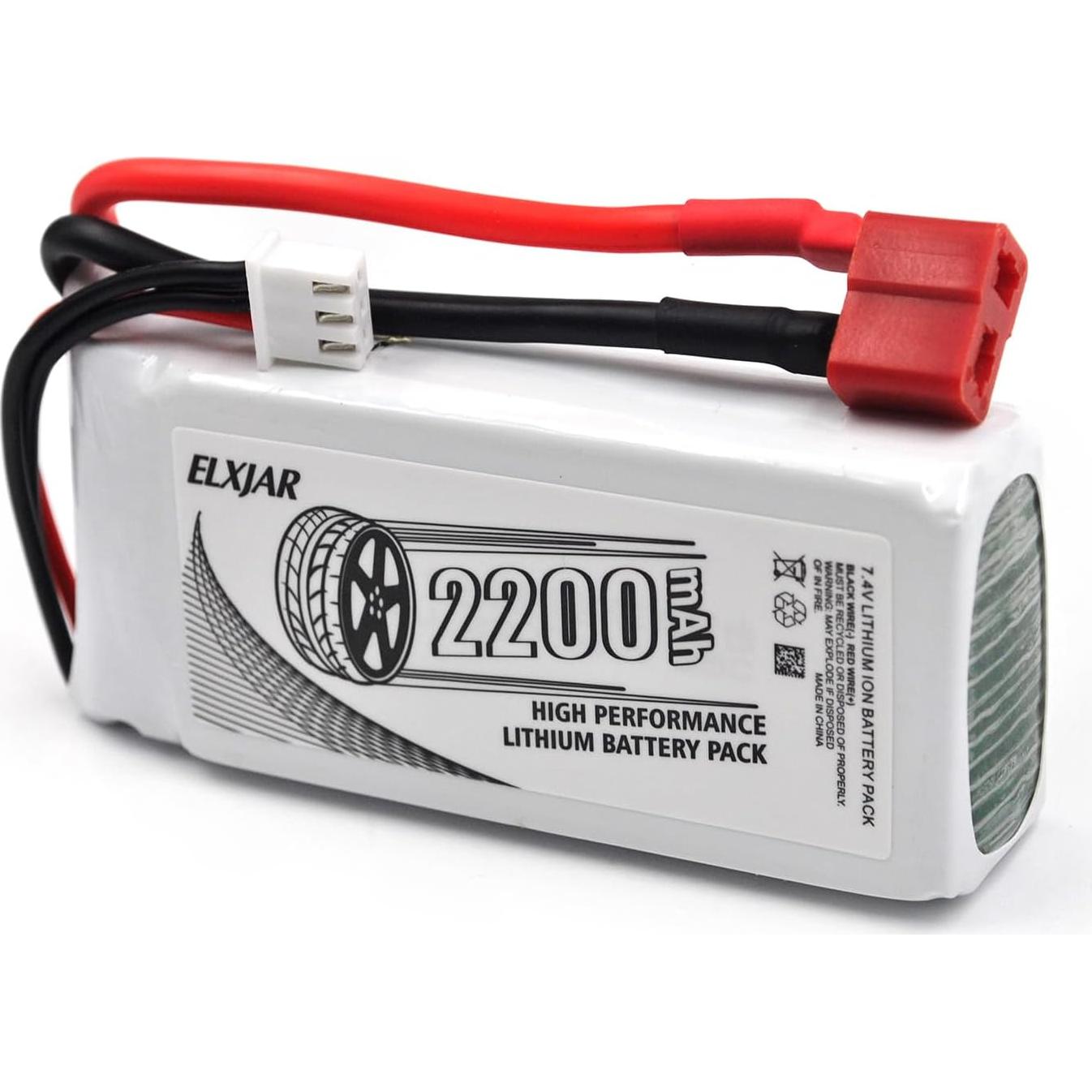 Batería LiPo 7.4V 2200mAh 2S 50C elxjar para RC 1/16