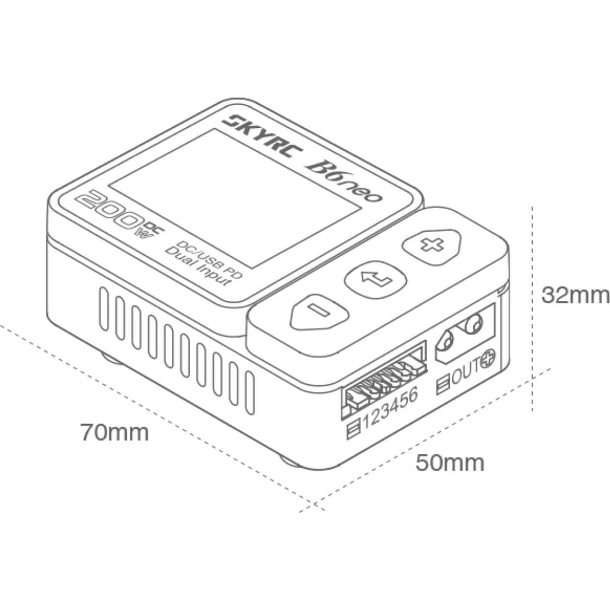 Cargador Lipo Balance SKYRC B6Neo 200W 1-6S DC/PD Azul-Rojo