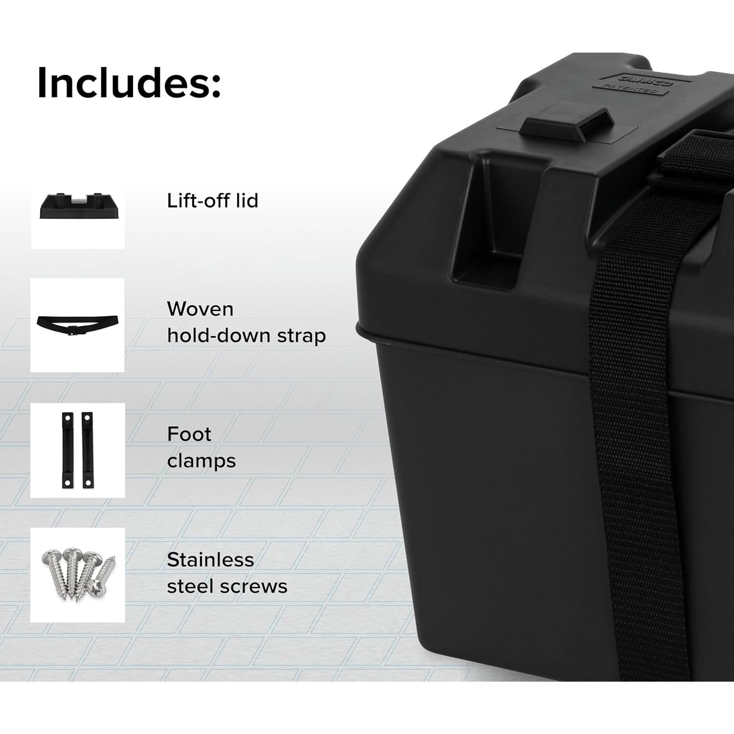 Caja de Batería Grande Camco 55373 para Grupo 27, 30, 31