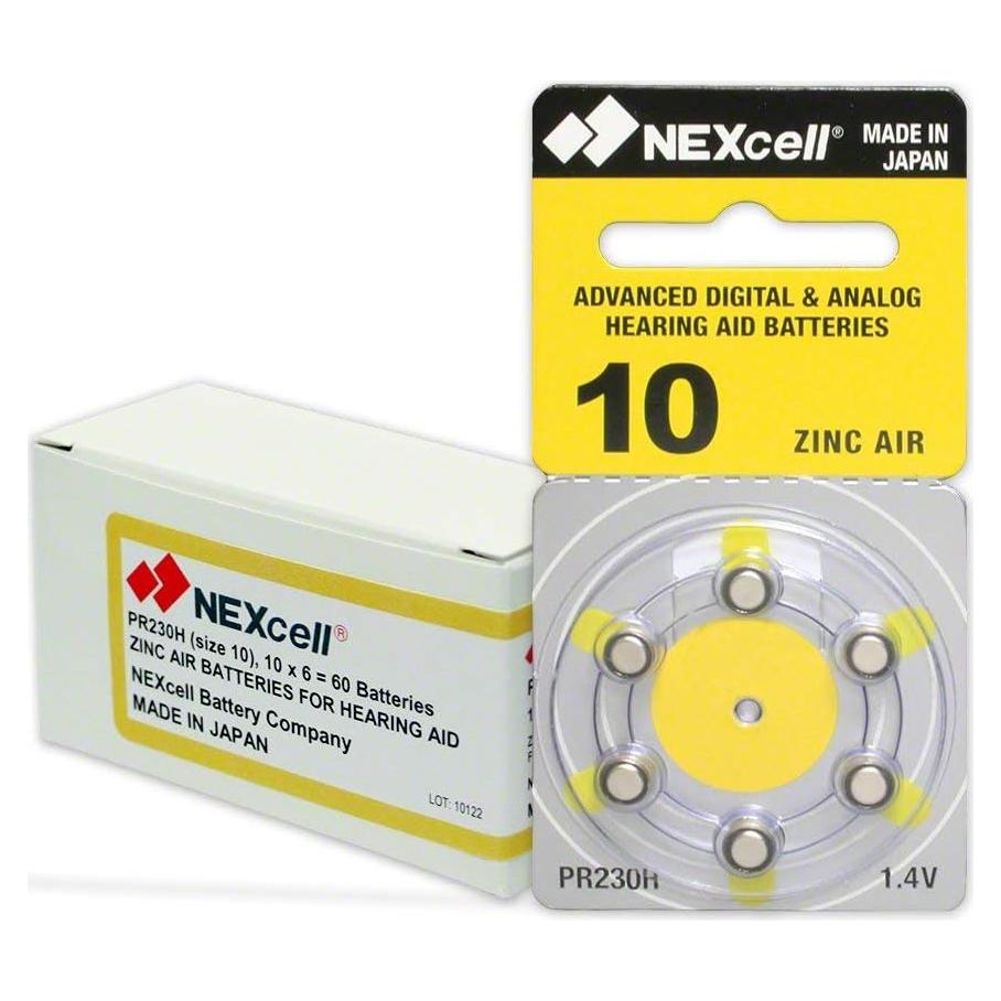Baterías NEXcell PR70 Zinc-Aire para Audífonos - 60 Unidades