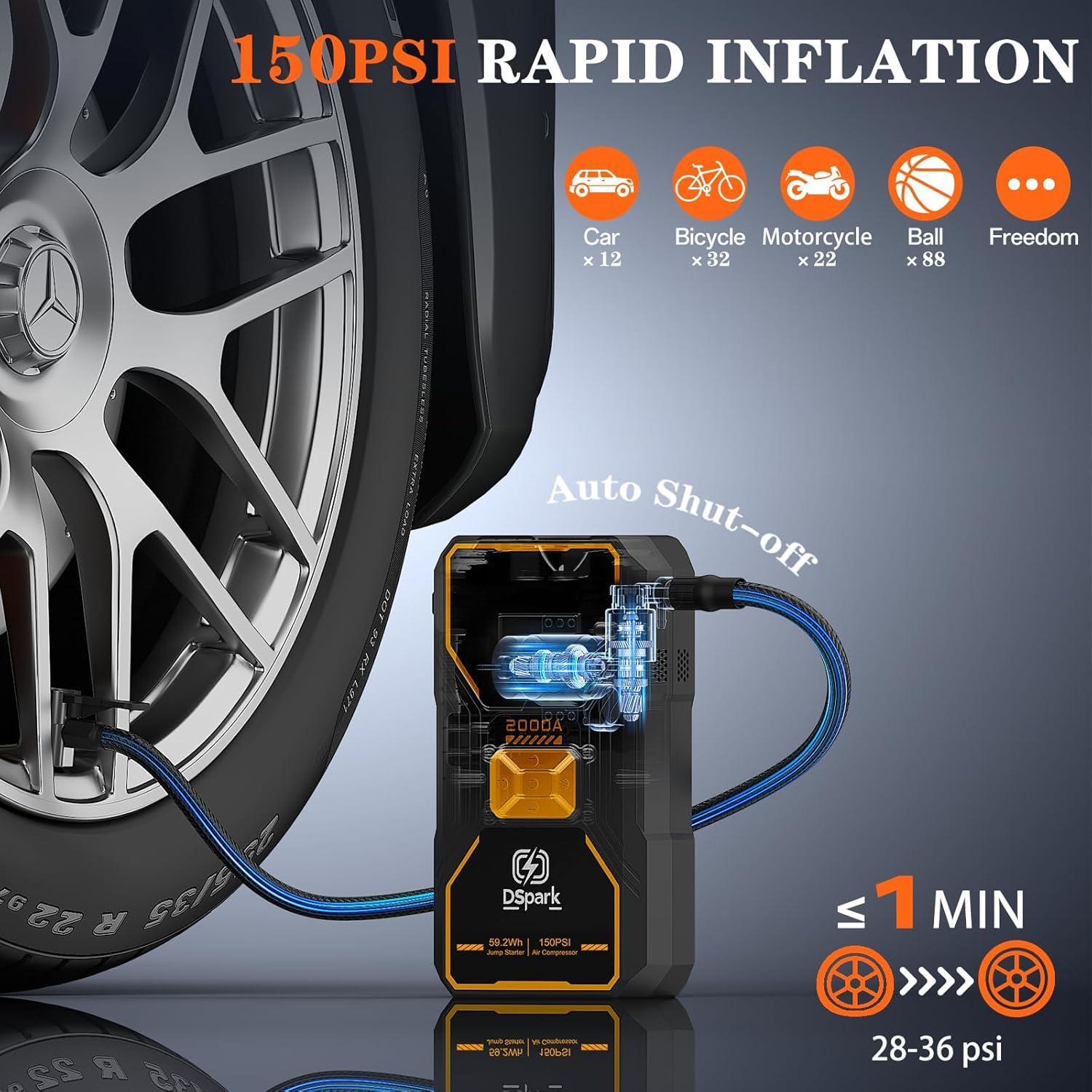 Arrancador de Salto Dspark B31 2000A con Compresor 150PSI