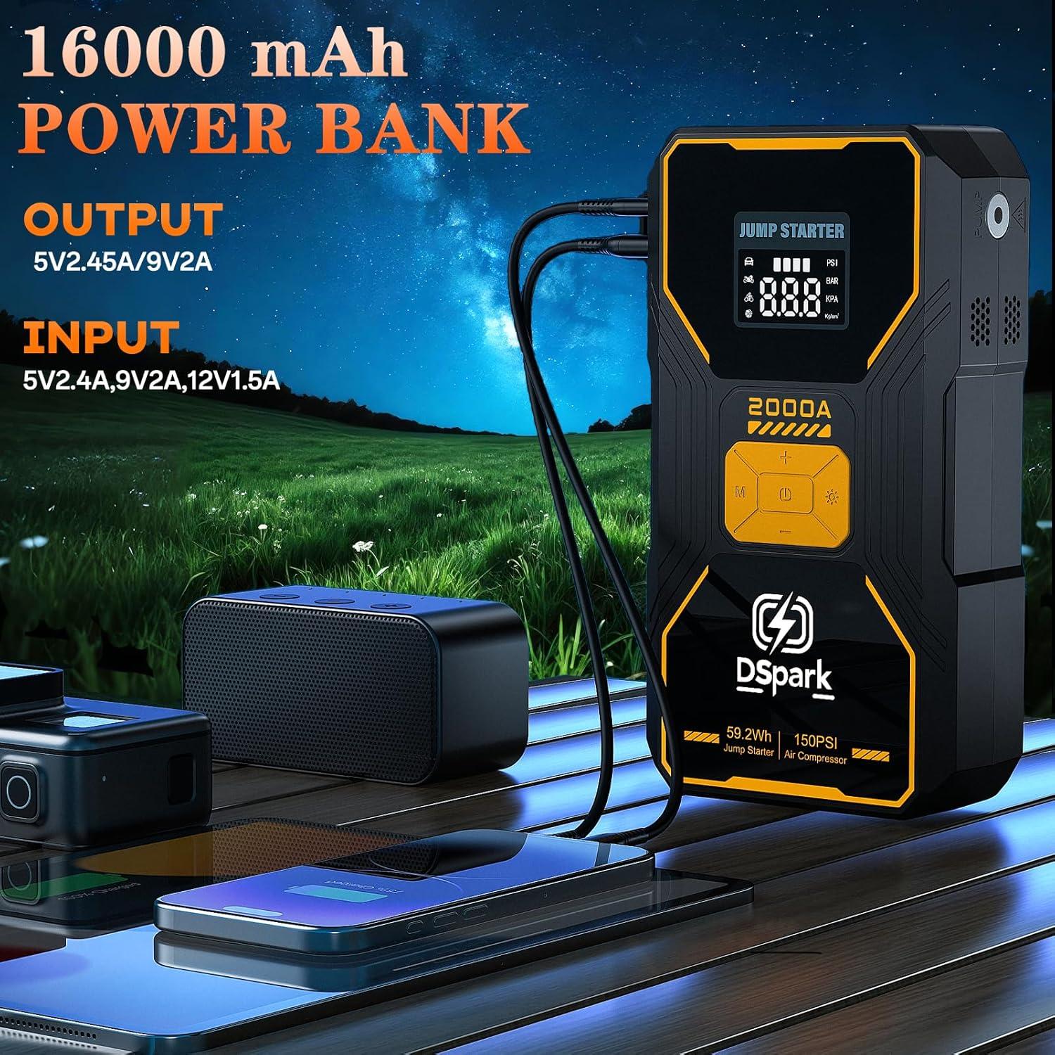 Arrancador de Salto Dspark B31 2000A con Compresor 150PSI