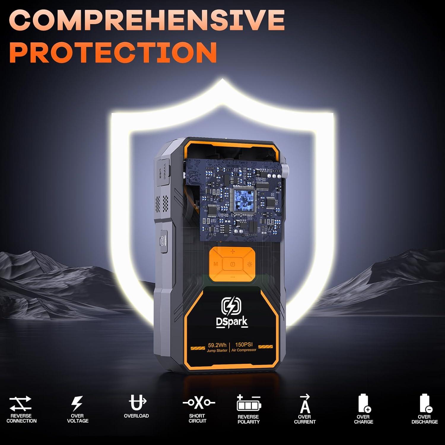 Arrancador de Salto Dspark B31 2000A con Compresor 150PSI