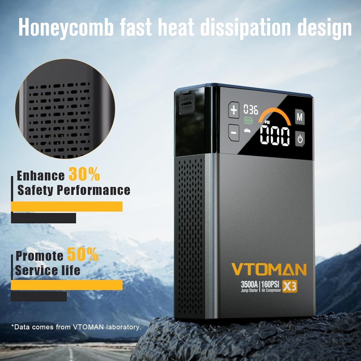 Arrancador de Salto VTOMAN X3 con Compresor 3500A 12V