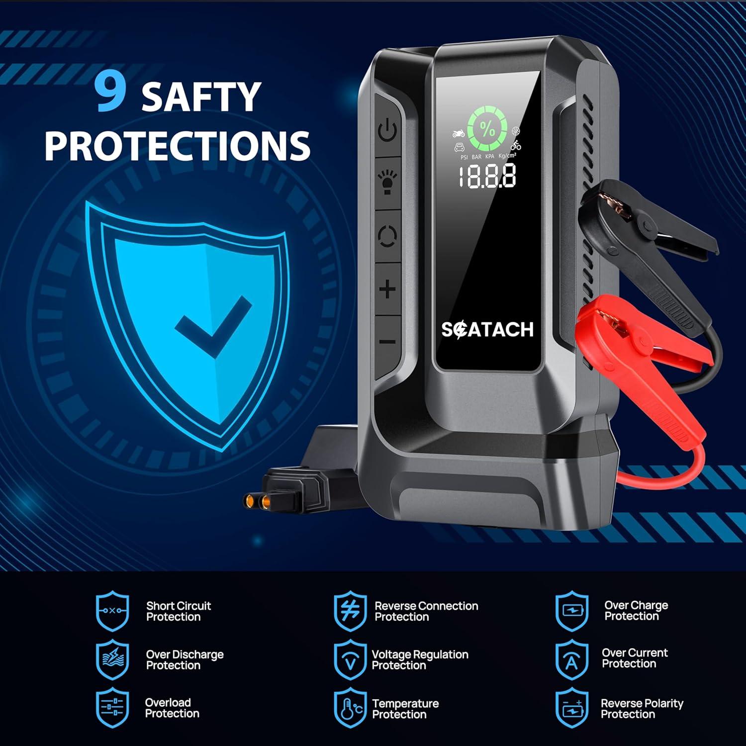 Arrancador de Coche Scatach Q16 5000A con Compresor 150PSI