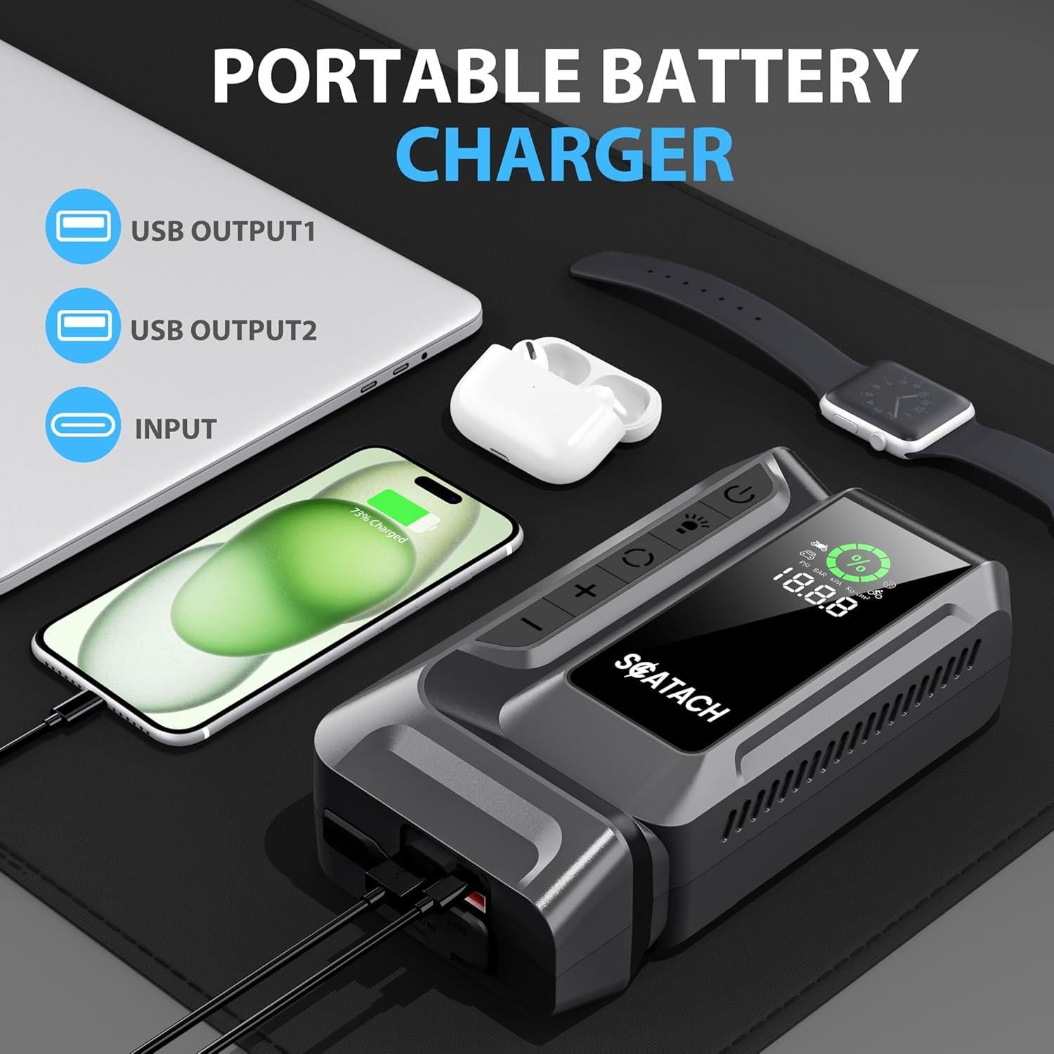 Arrancador de Coche Scatach Q16 5000A con Compresor 150PSI