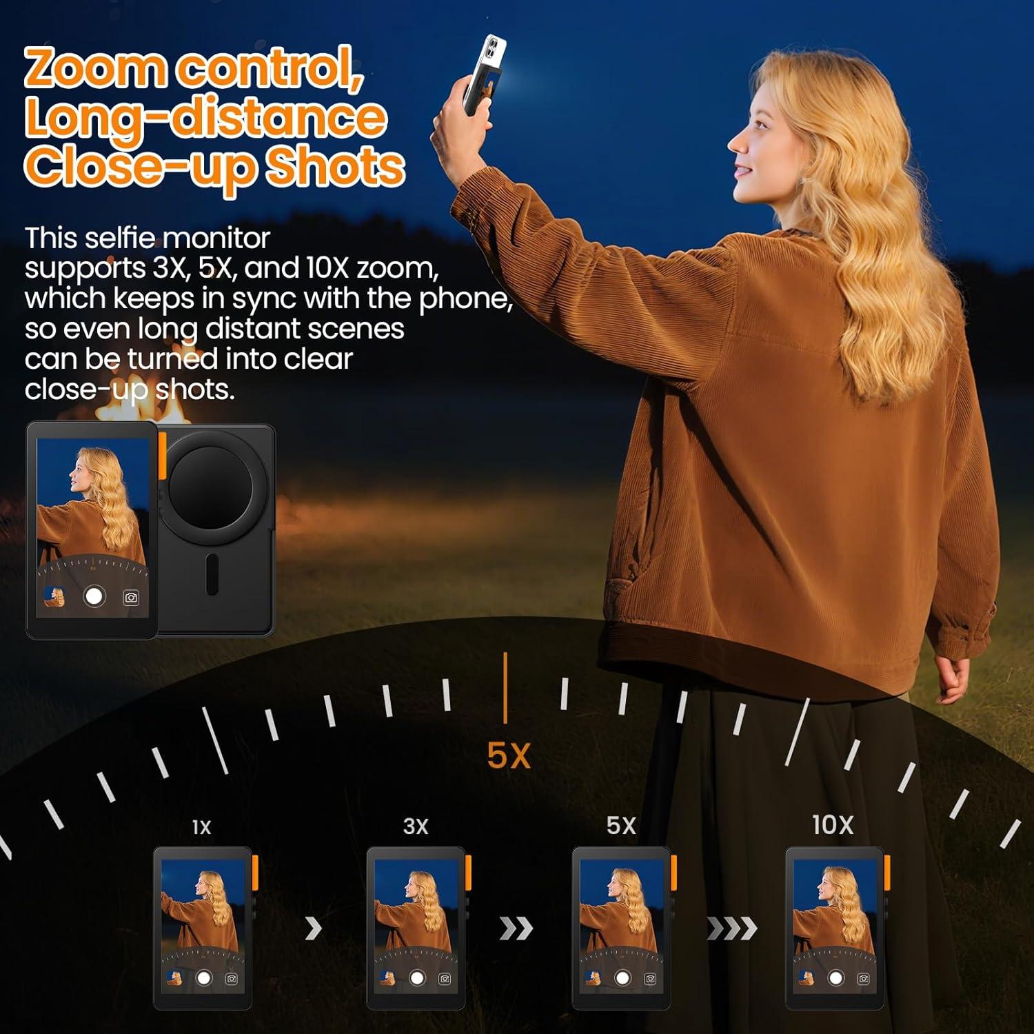 Monitor Selfie KZO X40F Inalámbrico 10.7x6.7cm HD para Vlog