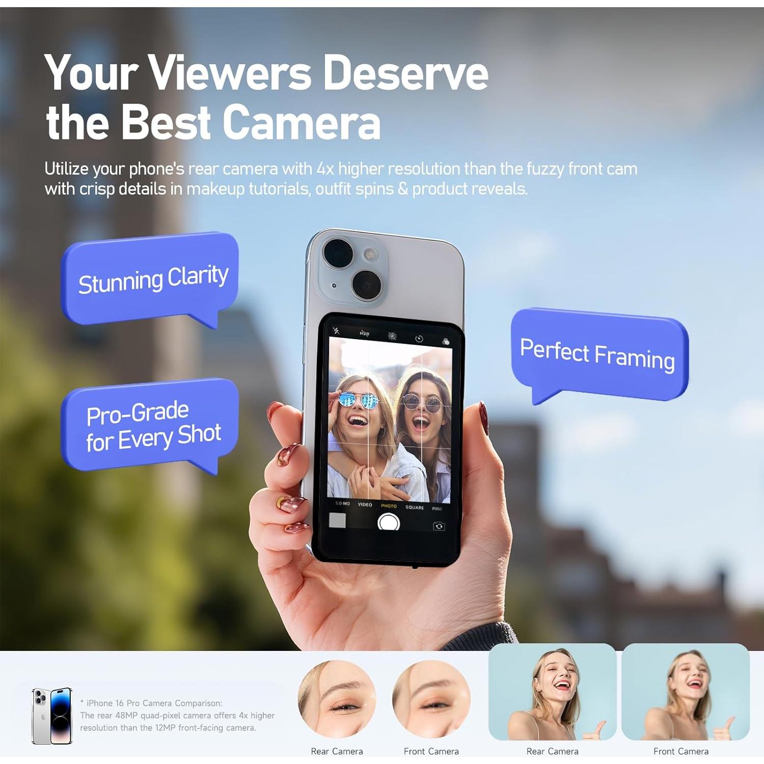 Monitor Selfie Inalámbrico SYNCO M4 4K HD 15.24m para iPhone/Android