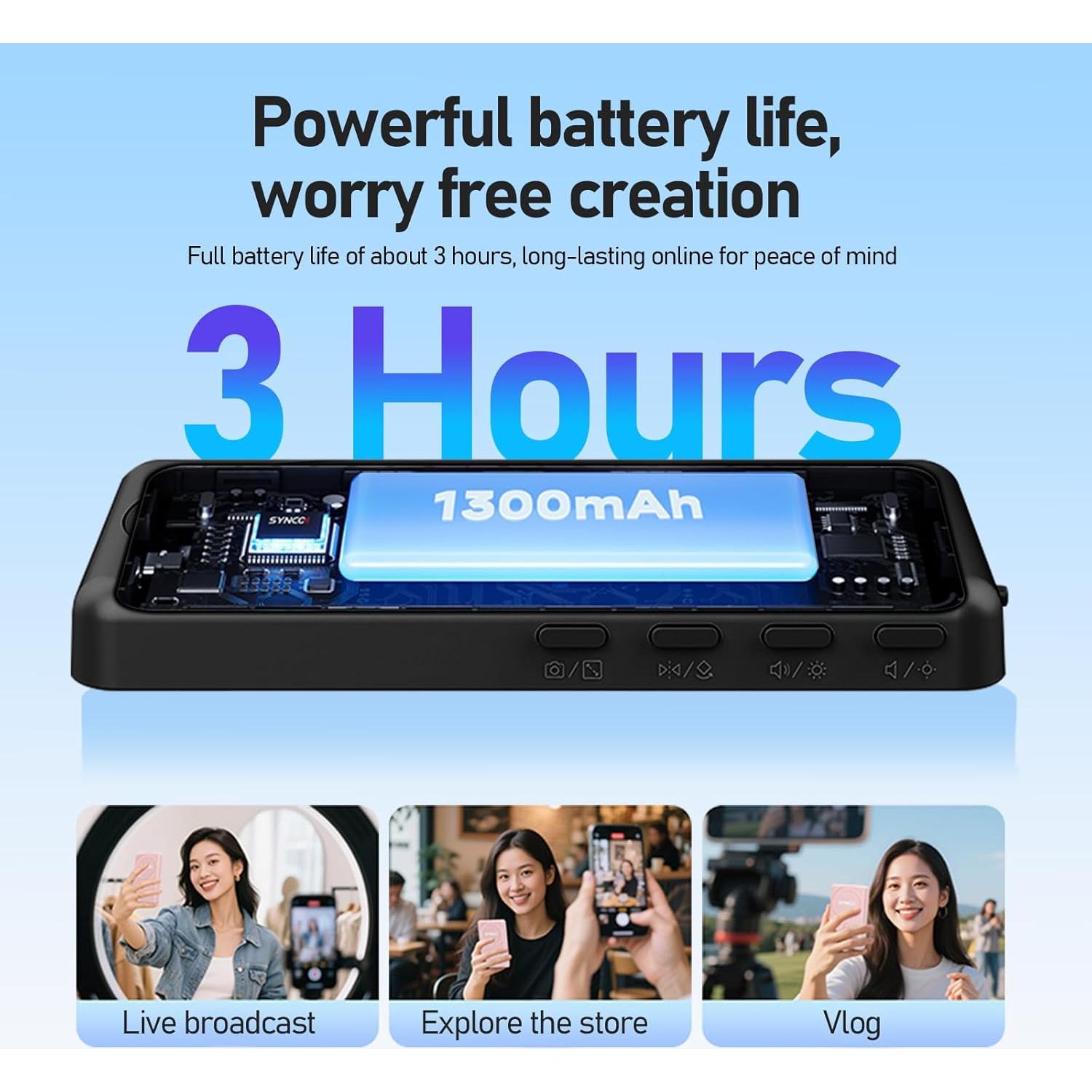 Monitor Selfie Inalámbrico SYNCO M4 4K HD 15.24m para iPhone/Android