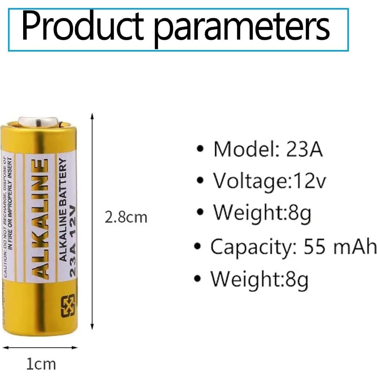 Baterías Alcalinas 23A 12V Yixun - Paquete de 5 Unidades