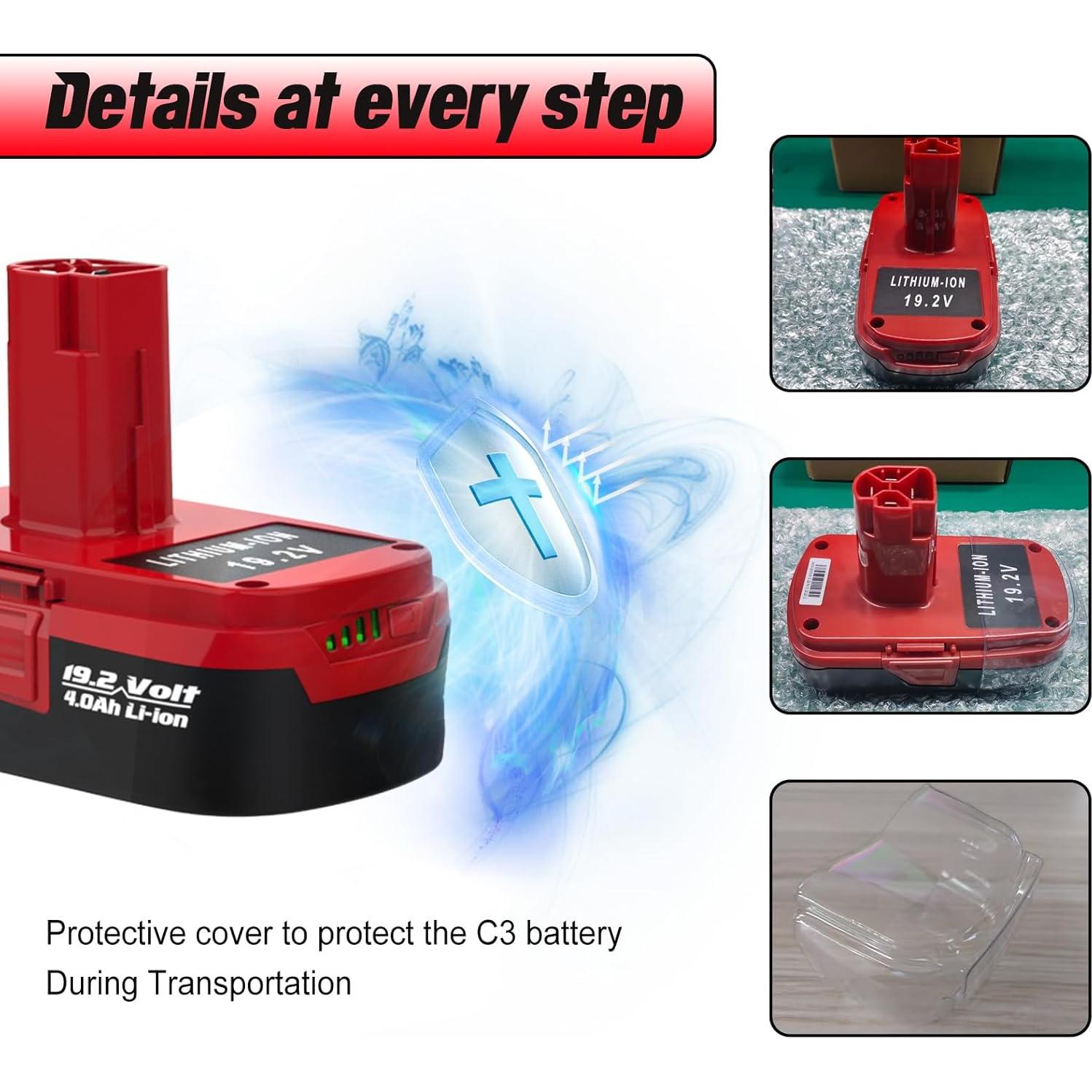 Paquete 2 Baterías Litio 4.0Ah + Cargador Dual Craftsman 19.2V