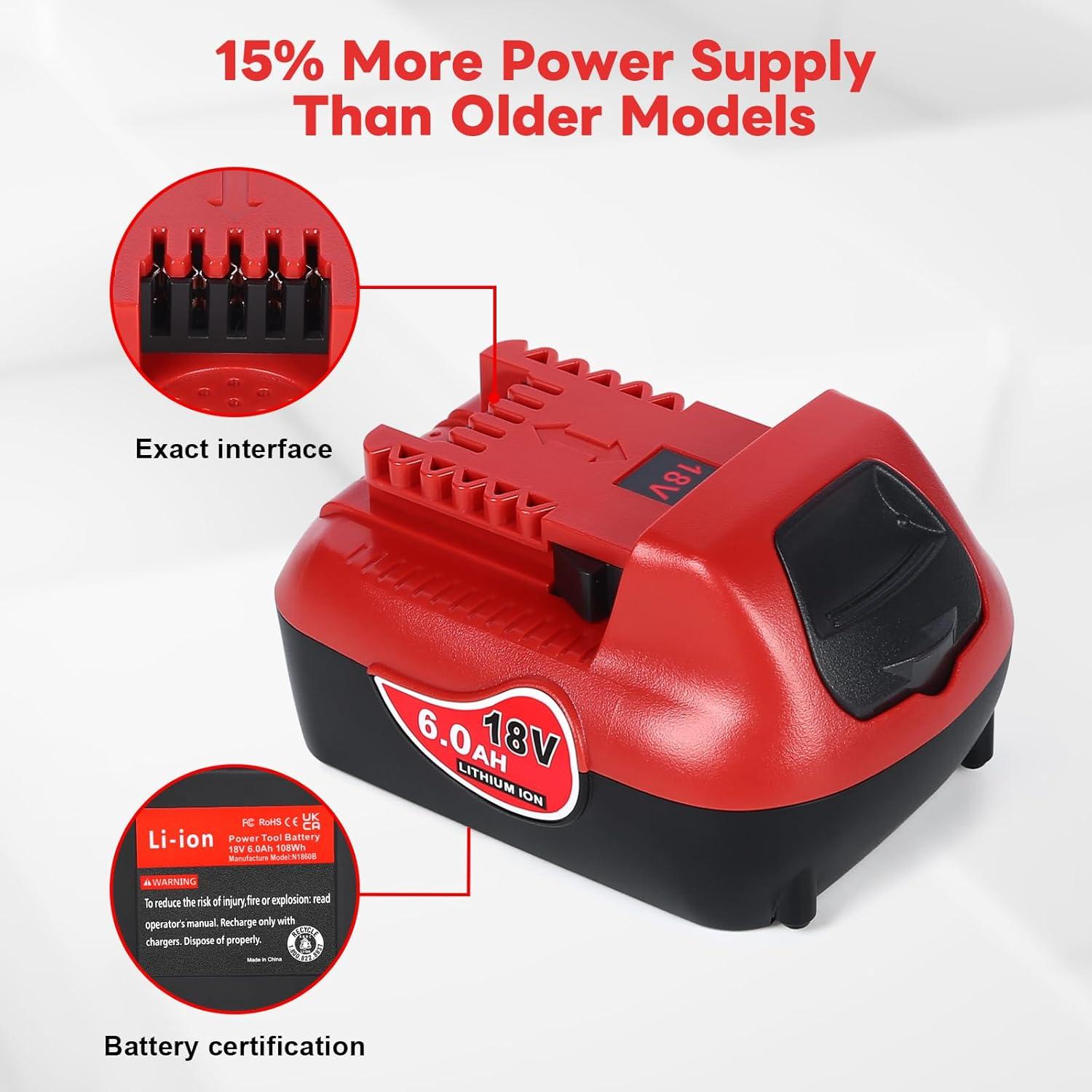 Paquete de 2 Baterías de Litio-ion 18V 6.0Ah Vpment para Milwaukee