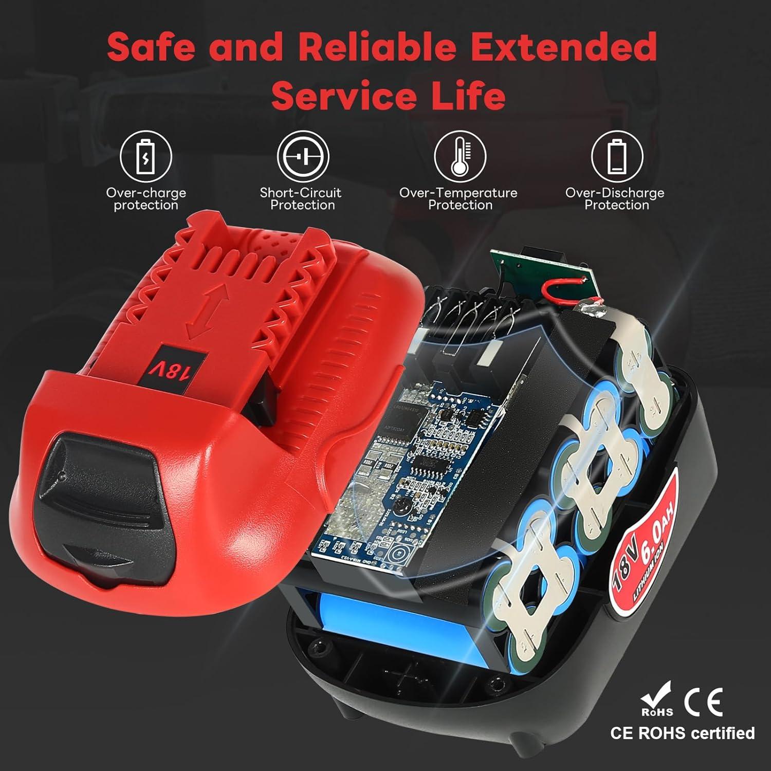 Paquete de 2 Baterías de Litio-ion 18V 6.0Ah Vpment para Milwaukee