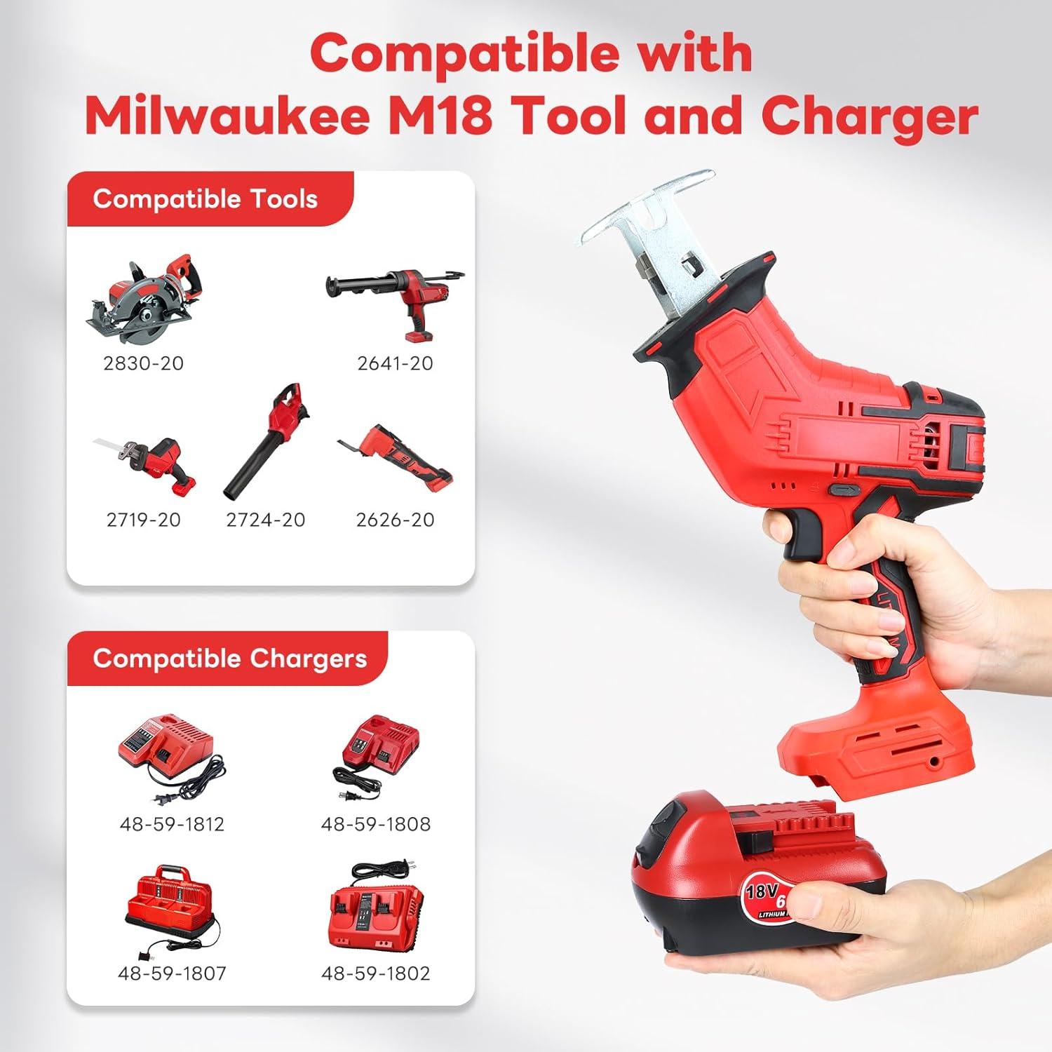 Paquete de 2 Baterías de Litio-ion 18V 6.0Ah Vpment para Milwaukee