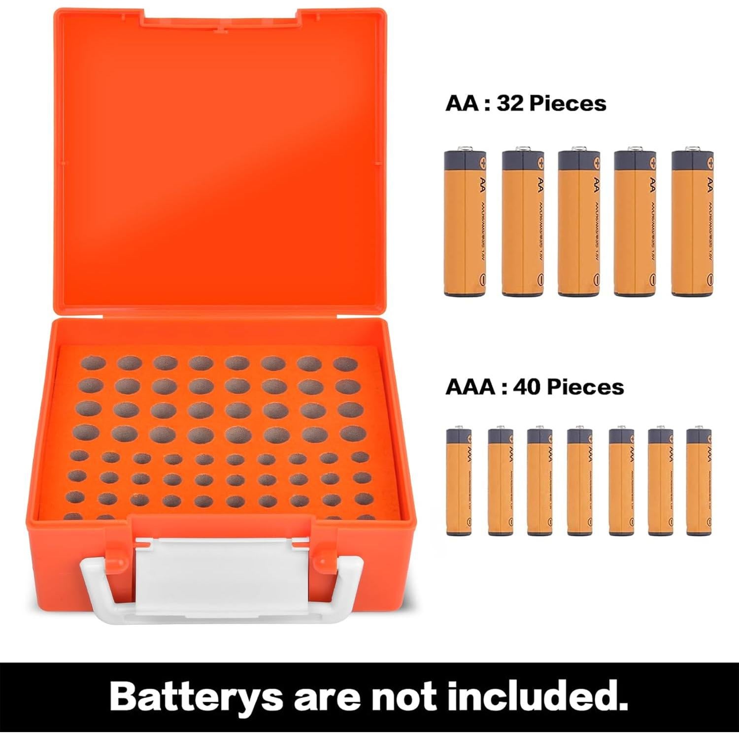 Organizador de Baterías FULLCASE para 72 AA AAA - Naranja