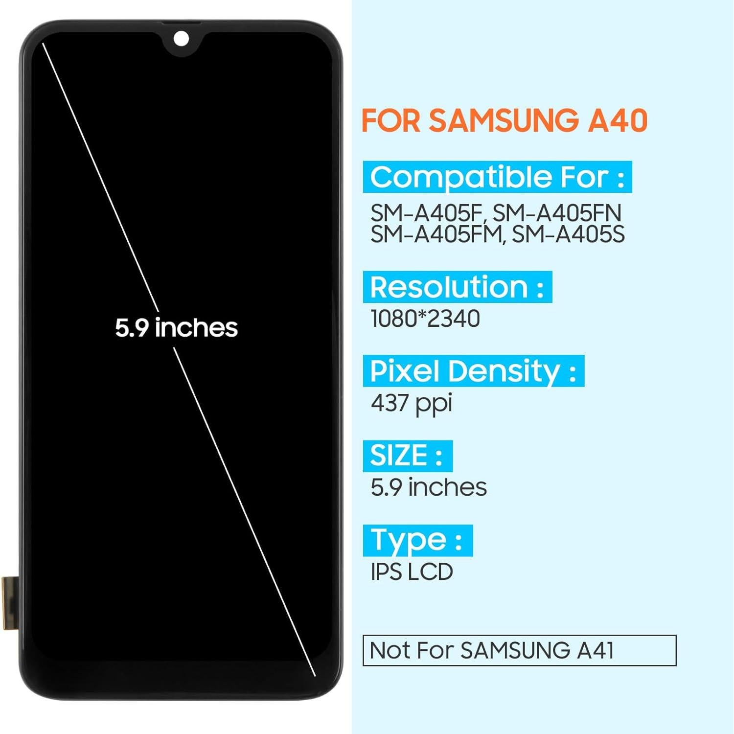 Reemplazo Pantalla LCD Samsung Galaxy A40 A405 5.9" Negro