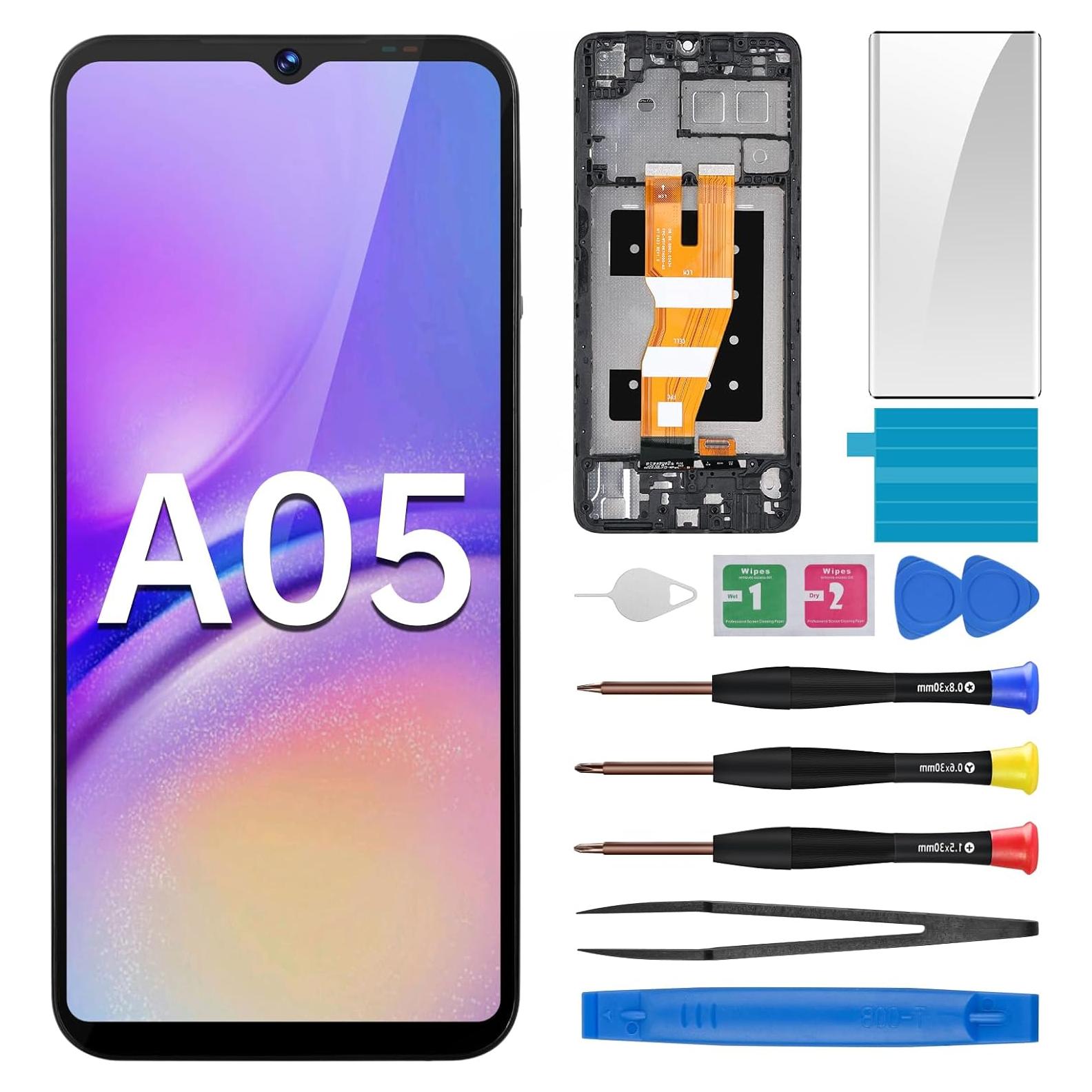 Pantalla LCD táctil Samsung Galaxy A05 con marco y herramientas