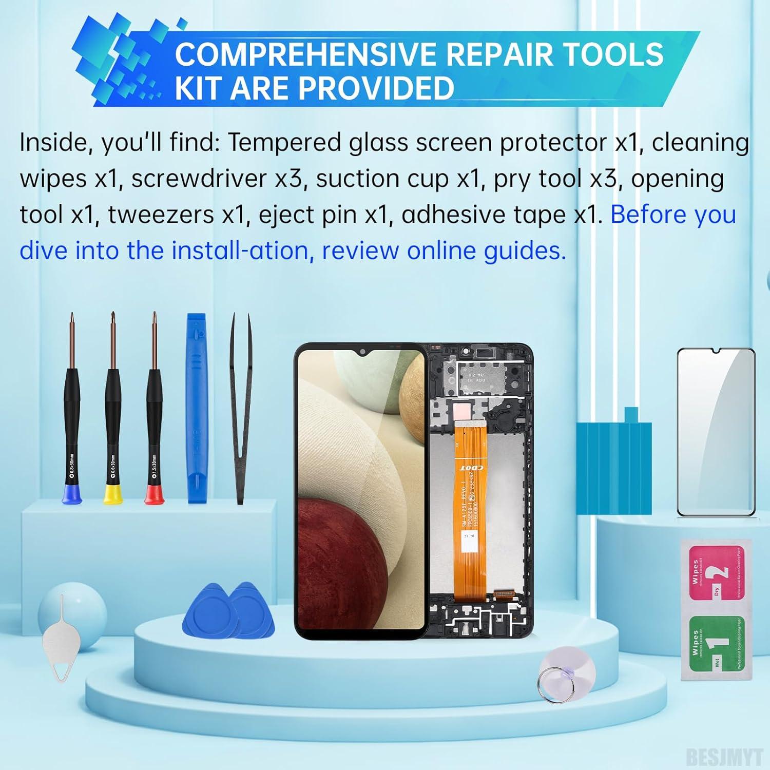 Pantalla LCD Samsung Galaxy A12 con Marco y Kit de Herramientas