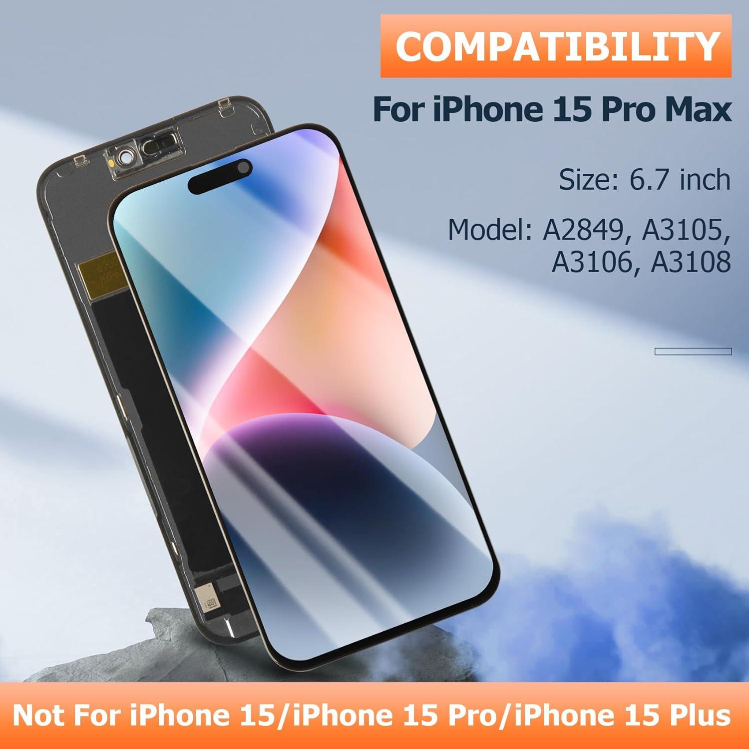 Reemplazo Pantalla LCD iPhone 15 Pro Max AGCUT 6.7" Negro