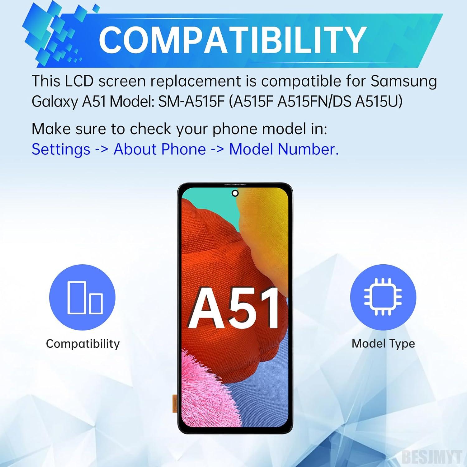 Reemplazo Pantalla Samsung Galaxy A51 LCD Touch con Marco
