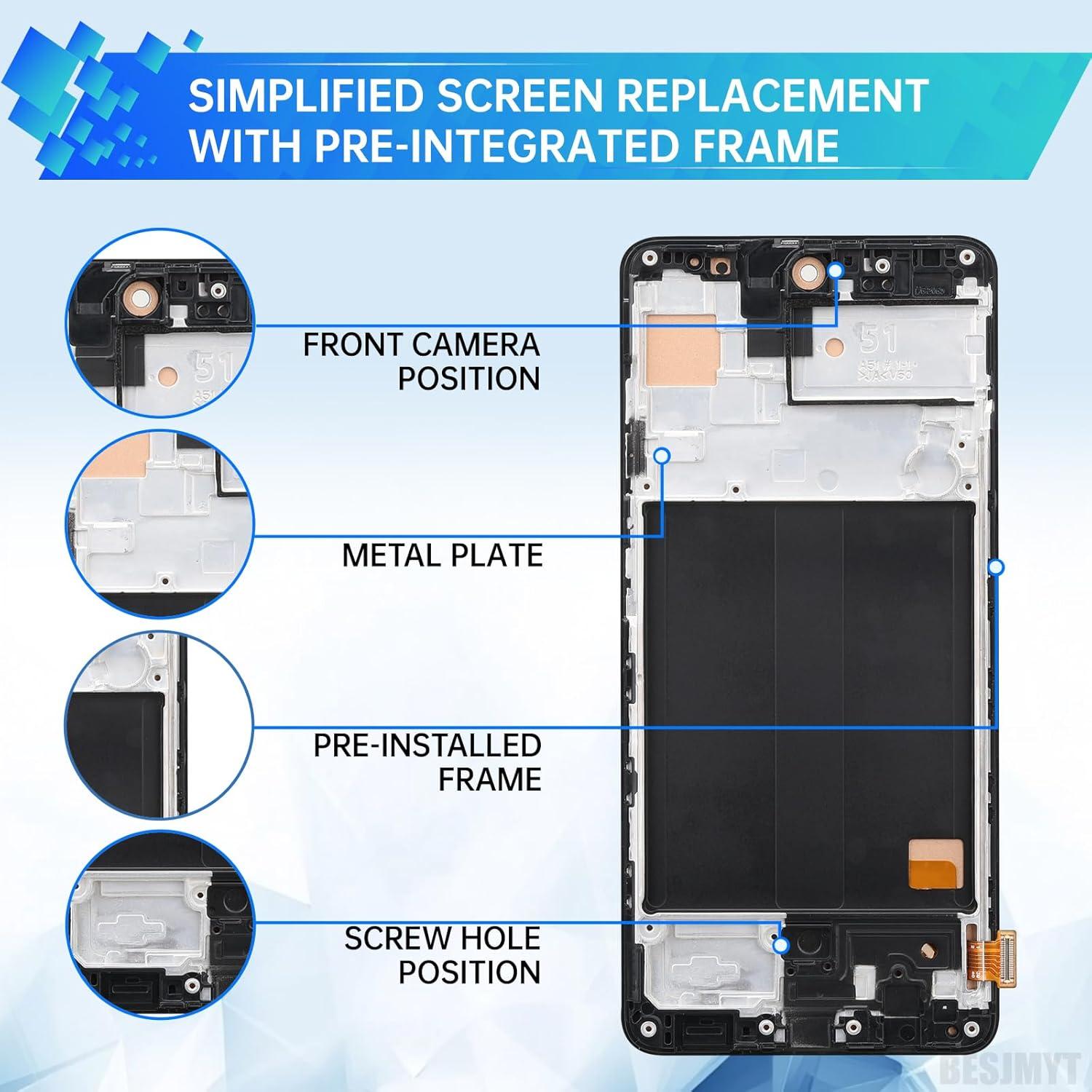 Reemplazo Pantalla Samsung Galaxy A51 LCD Touch con Marco