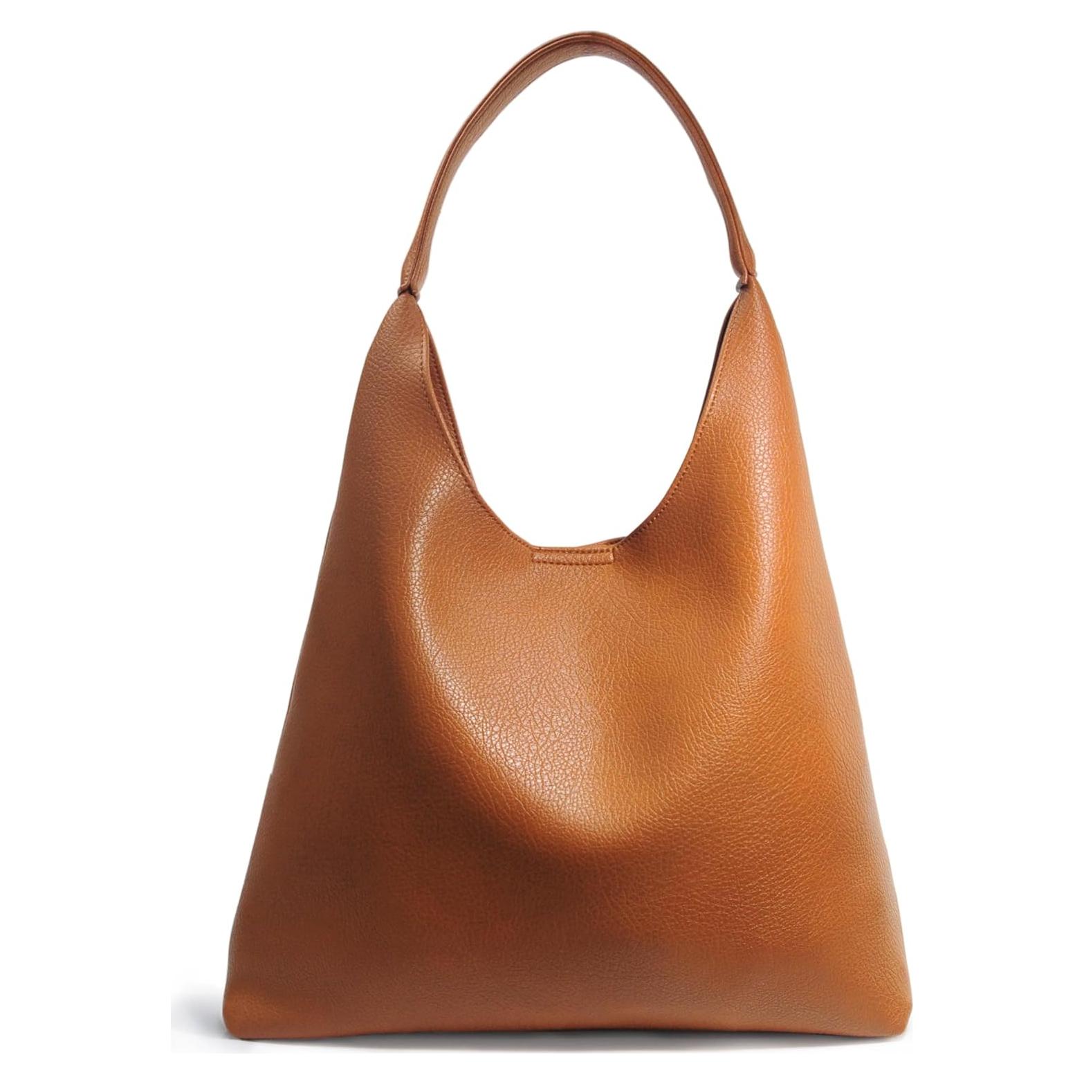Bolso Hobo HOXIS de Cuero Vegano Naranja para Mujeres