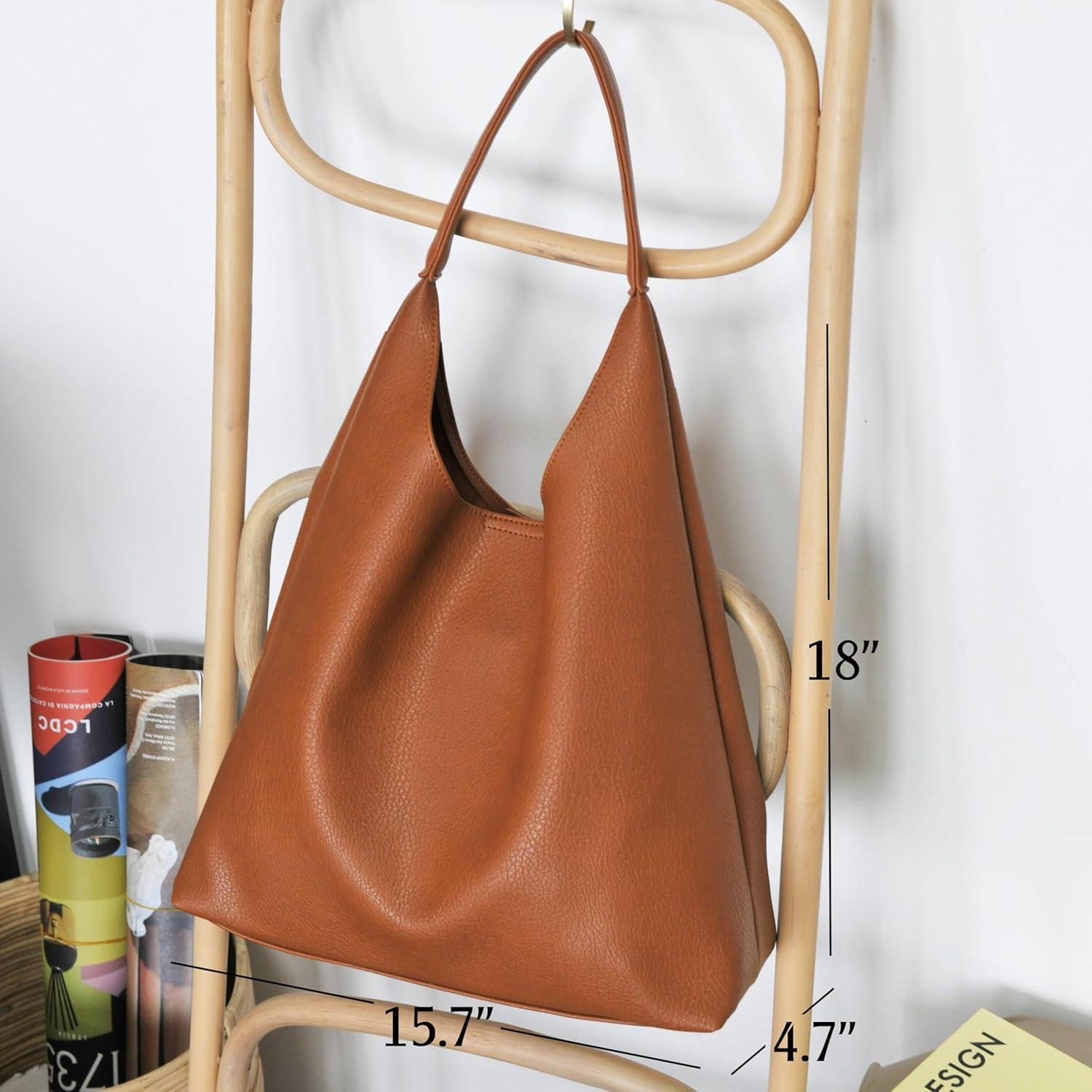 Bolso Hobo HOXIS de Cuero Vegano Naranja para Mujeres