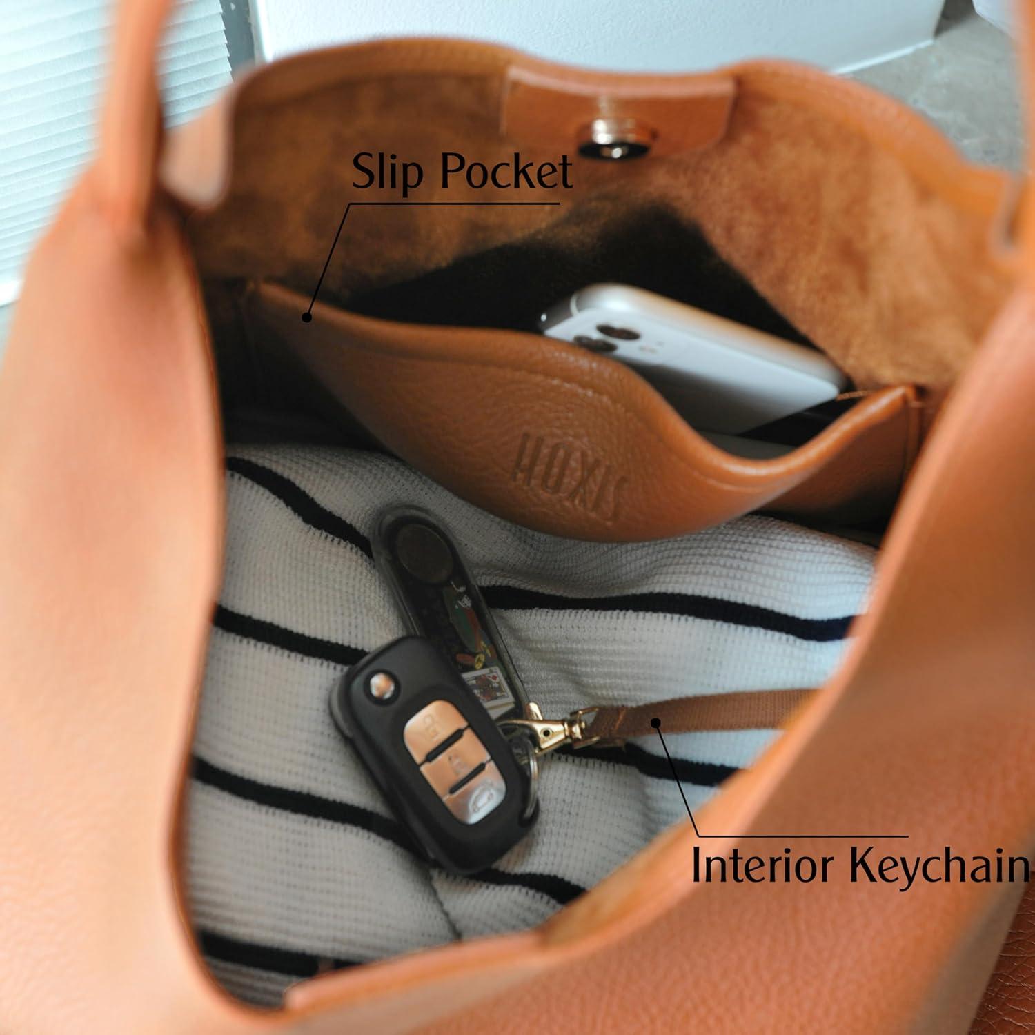 Bolso Hobo HOXIS de Cuero Vegano Naranja para Mujeres