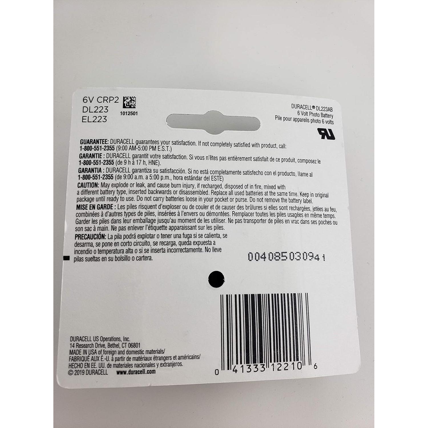 Batería de Foto Duracell 6V Modelo 223 - 1PC