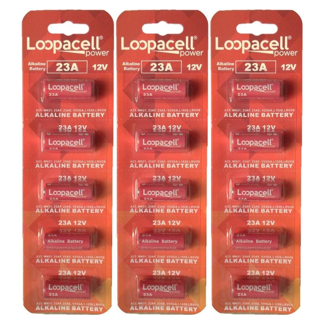 Baterías alcalinas Loopacell A23 12V Paquete de 15 Unidades