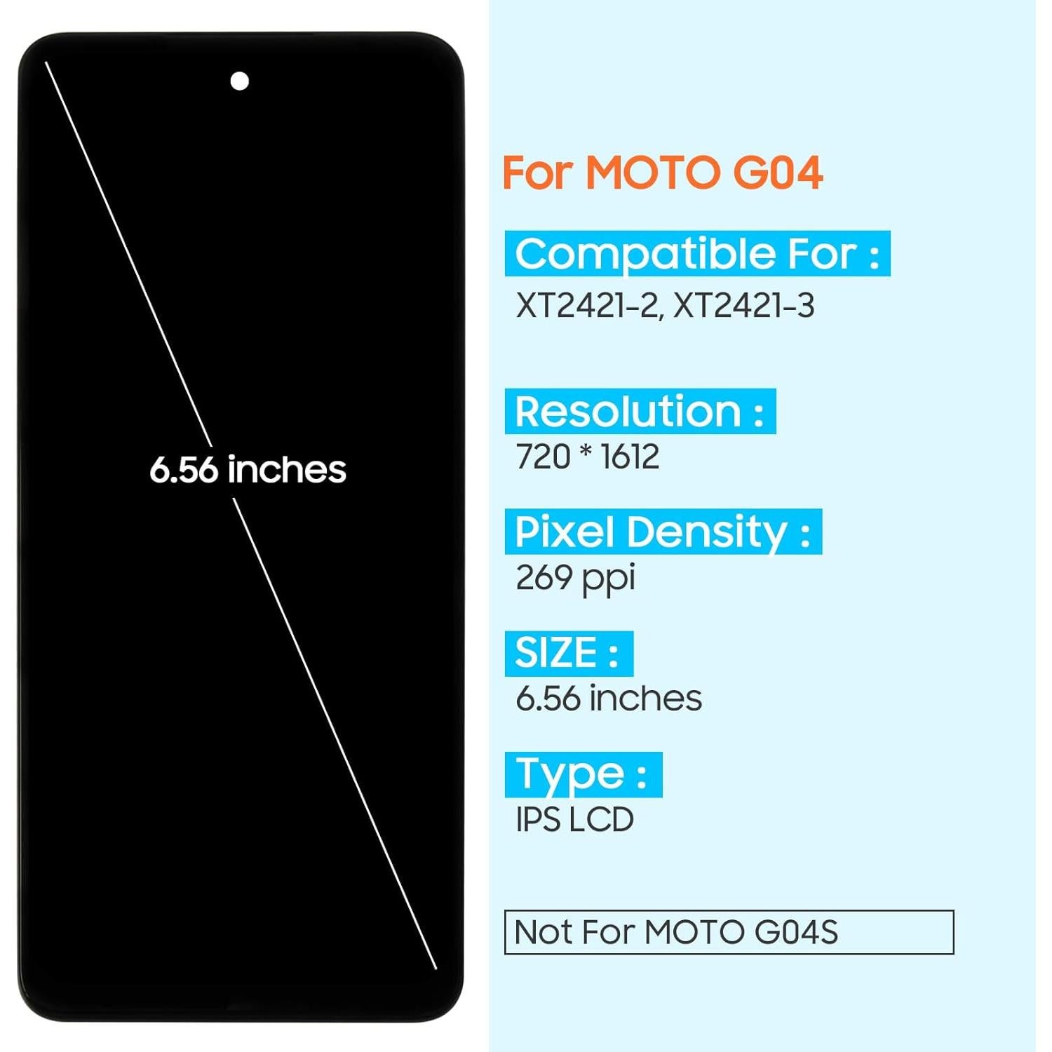 Reemplazo Pantalla LCD para Motorola Moto G04/G24 Power - ARSSLY