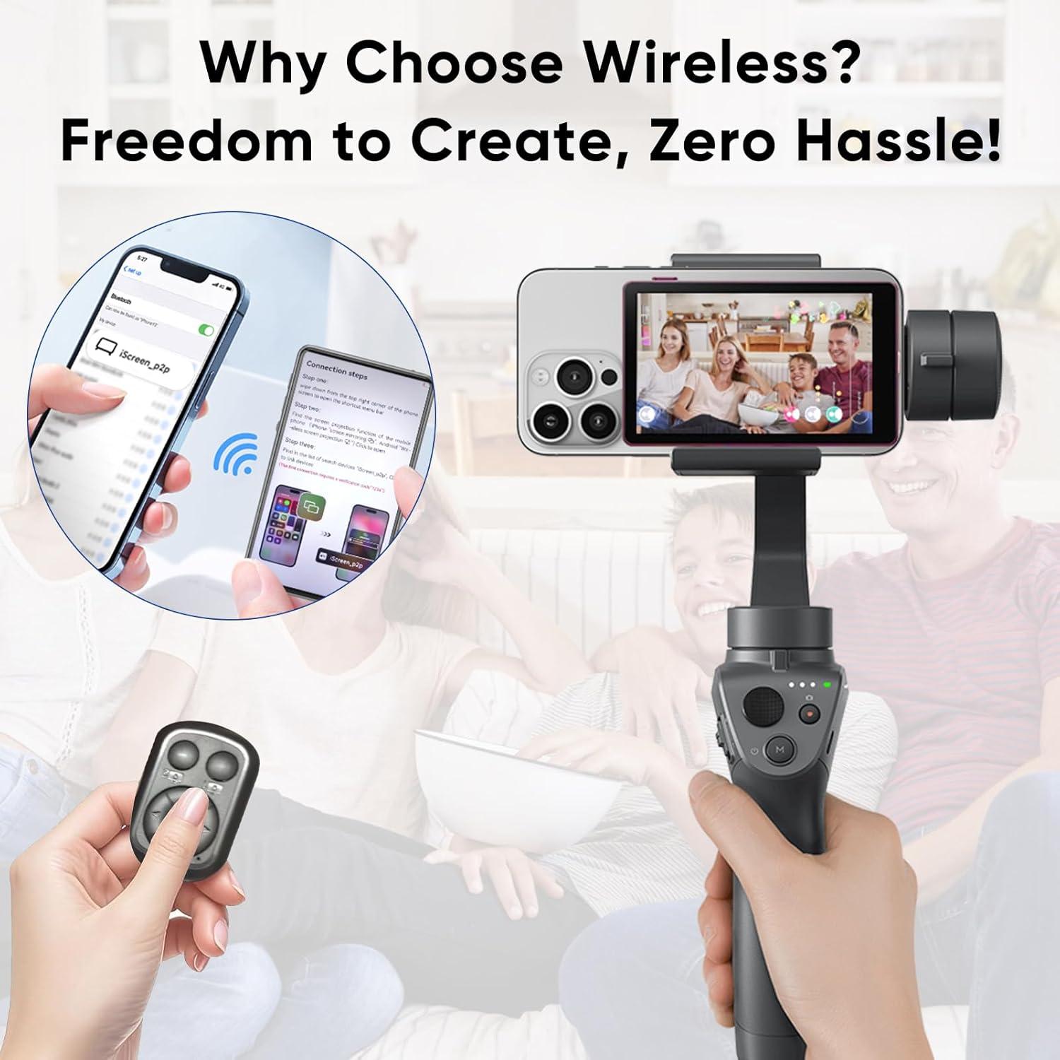 Pantalla Monitor Selfie COKAIYI Rosa 4K 30fps Inalámbrica