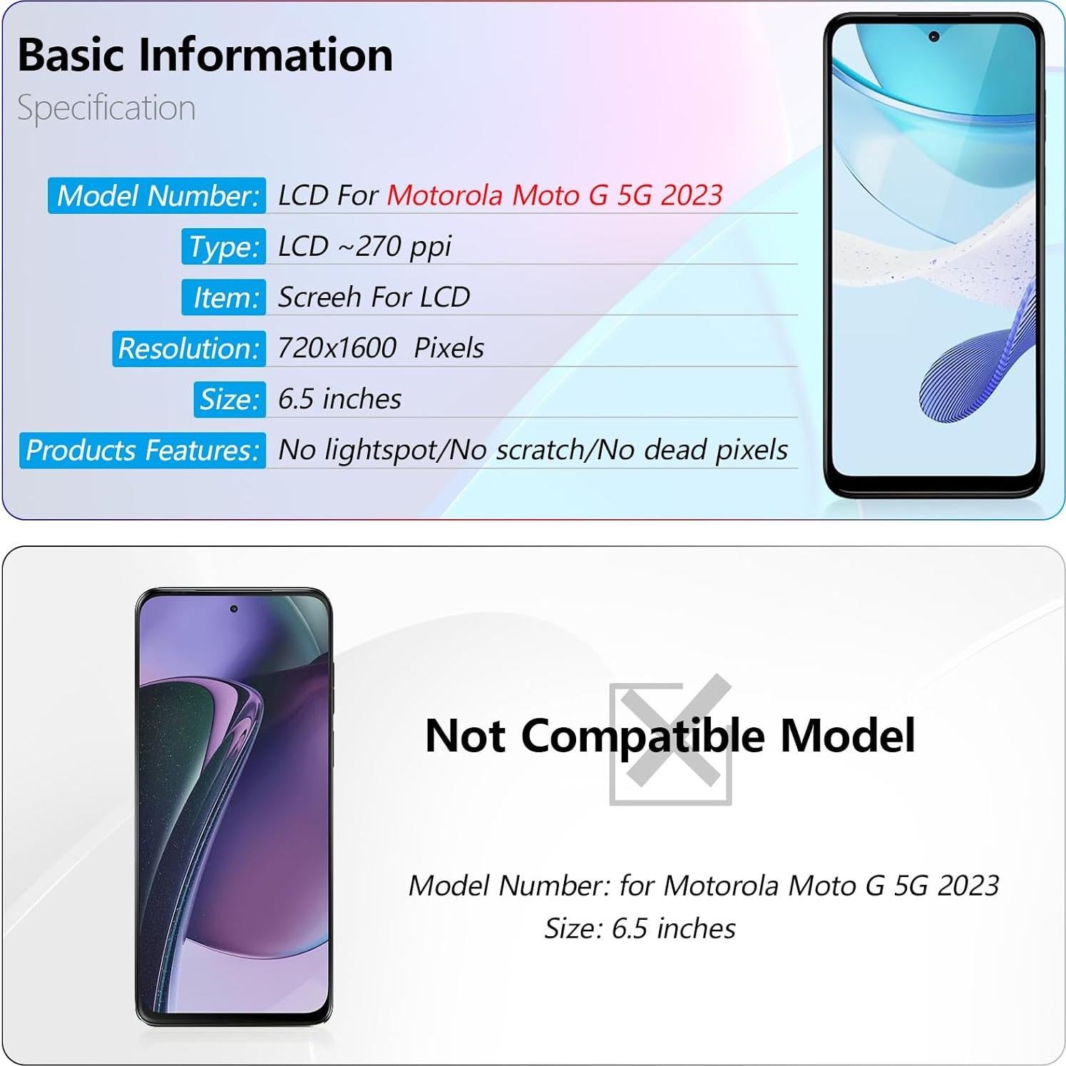 Reemplazo Pantalla LCD YWLRONG para Motorola Moto G 5G 2023