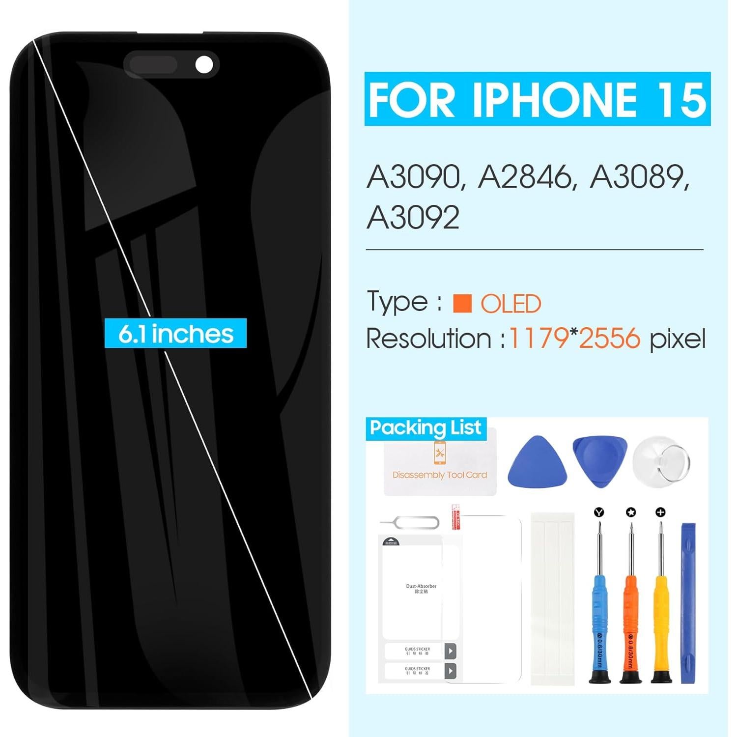 Reemplazo Pantalla LCD Táctil iPhone 15 ARSSLY - Negro