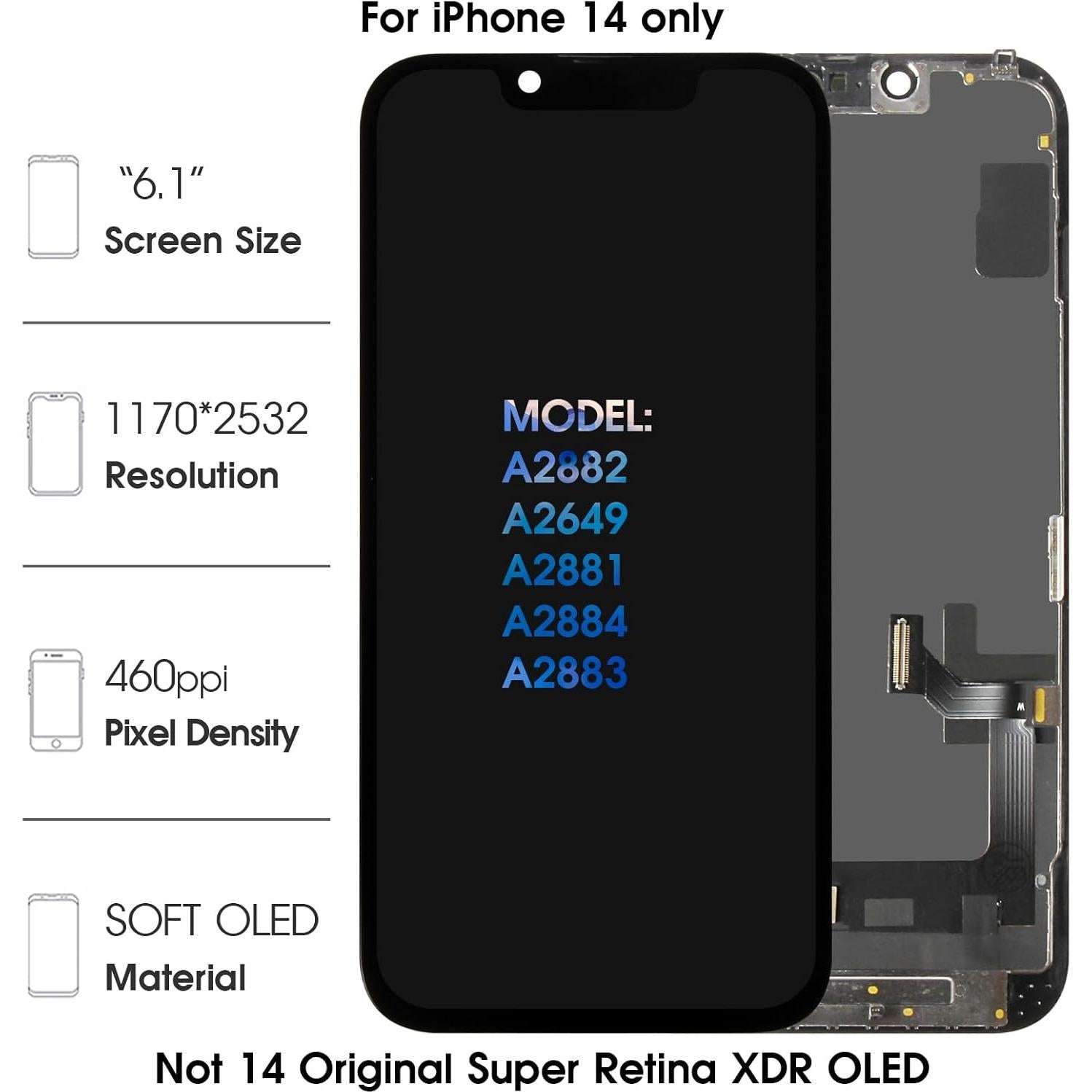 Reemplazo Pantalla Soft OLED para iPhone 14 - Olivechard