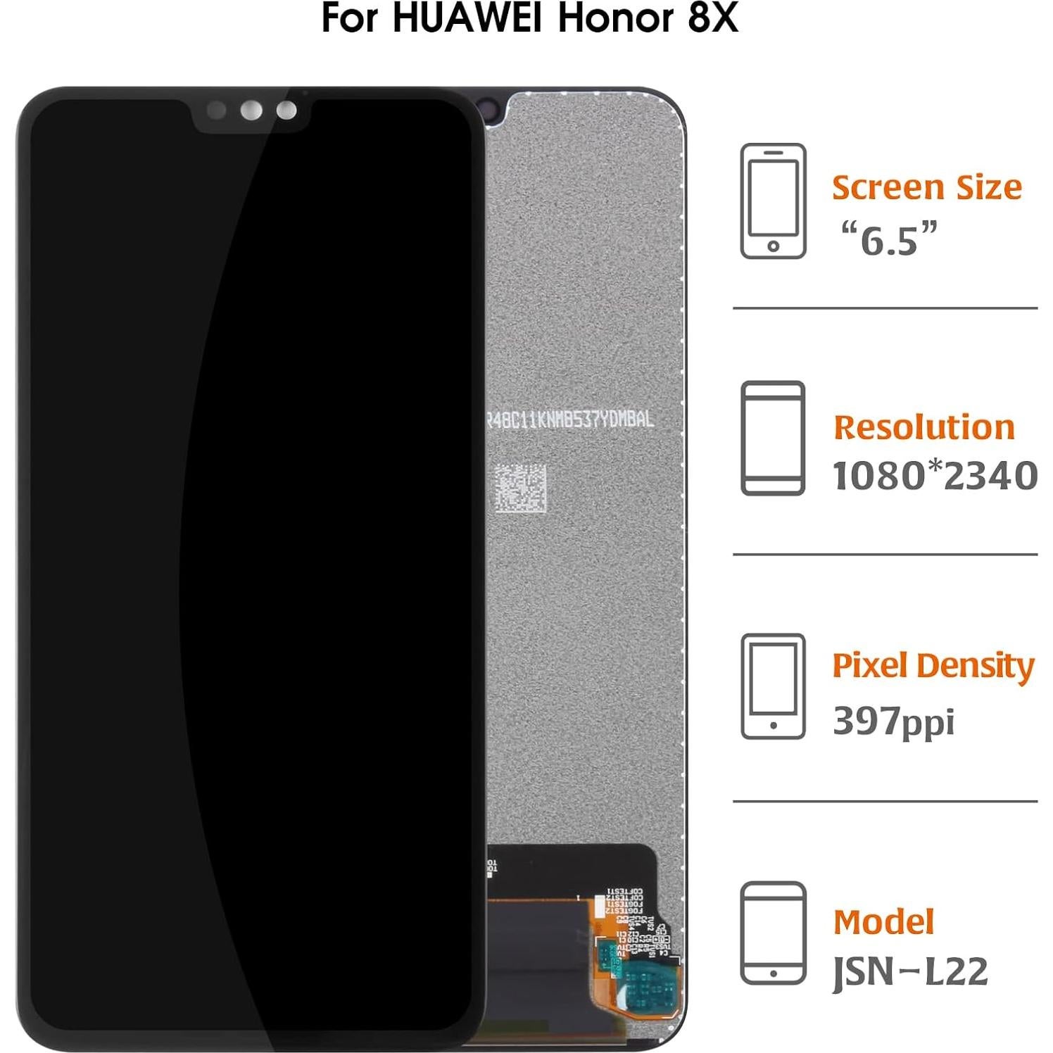 Reemplazo Pantalla LCD Huawei Honor 8X Negro 16.51 cm