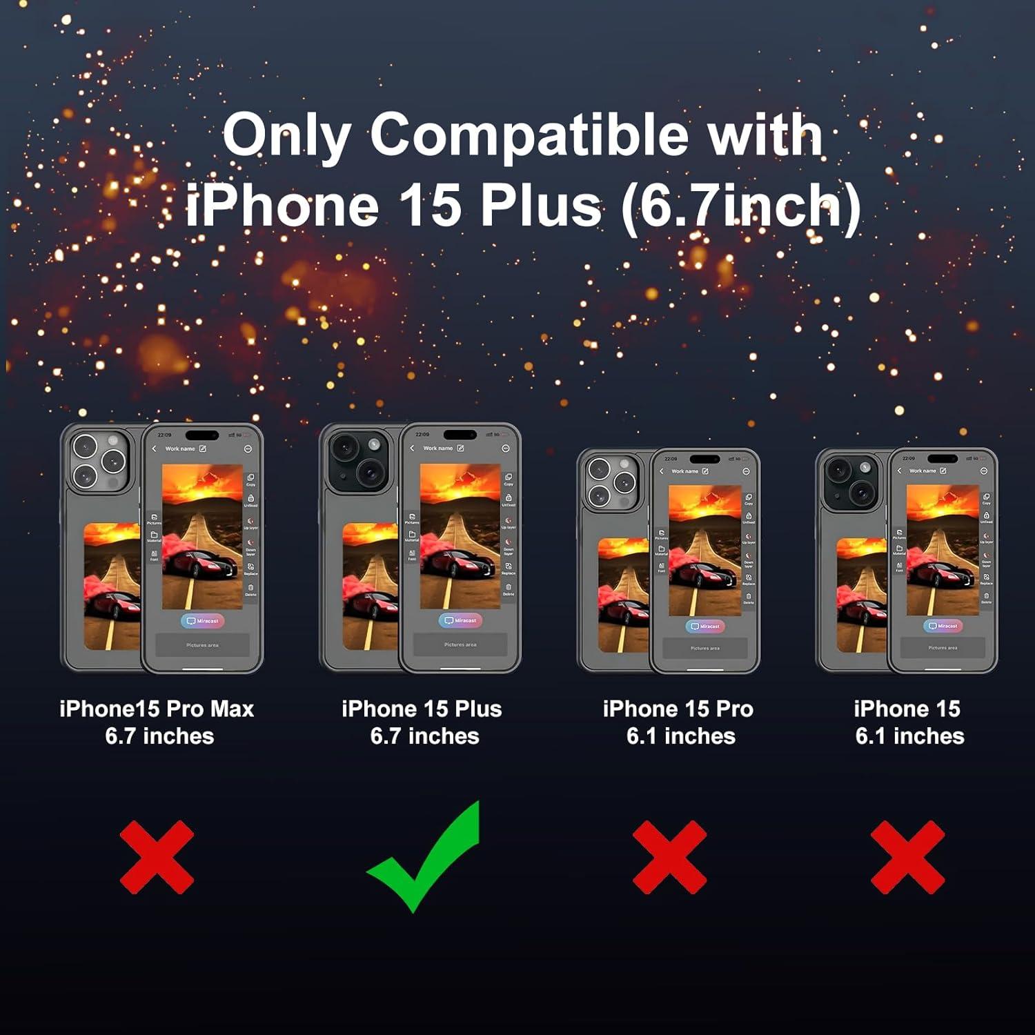 Funda 5 en 1 GLIMALL para iPhone 15 Plus con Pantalla de Tinta