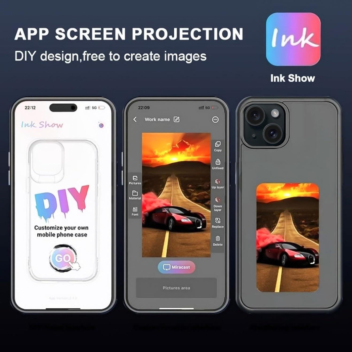 Funda 5 en 1 GLIMALL para iPhone 15 Plus con Pantalla de Tinta