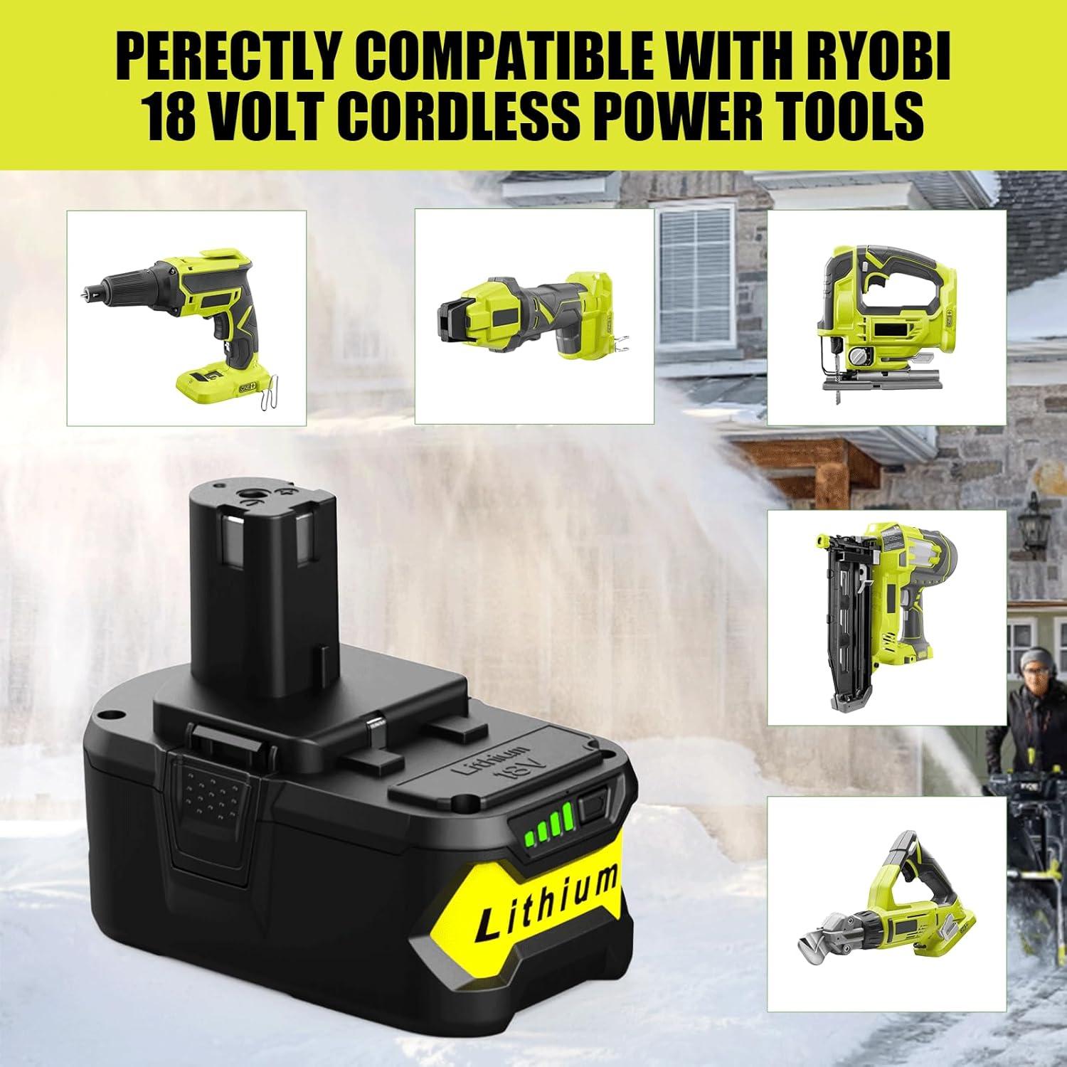 2 Baterías de Litio 18V 6500mAh y Cargador P117 Ryobi