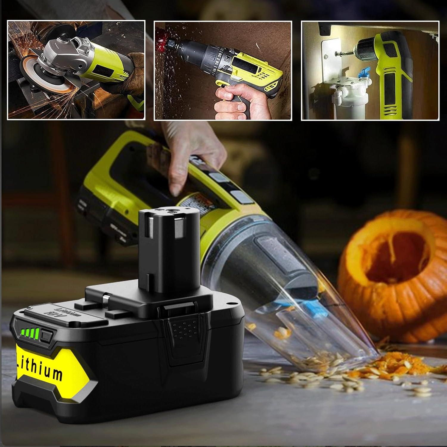 2 Baterías de Litio 18V 6500mAh y Cargador P117 Ryobi