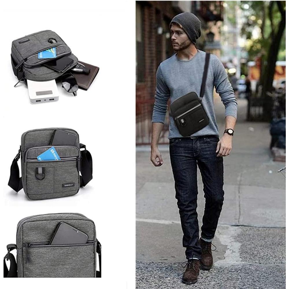 Bolsa de Hombro Pequeña Lona Unisex Negra 19x16 cm