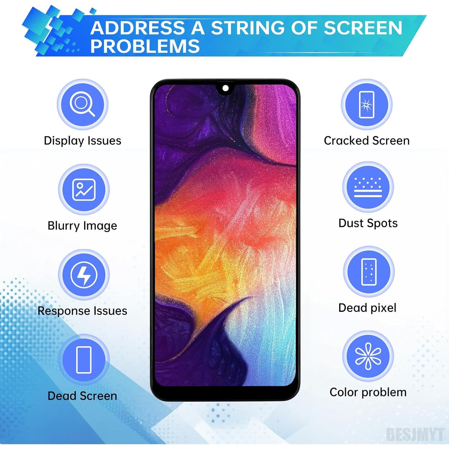 Reemplazo Pantalla Samsung Galaxy A50 LCD con Marco y Kit